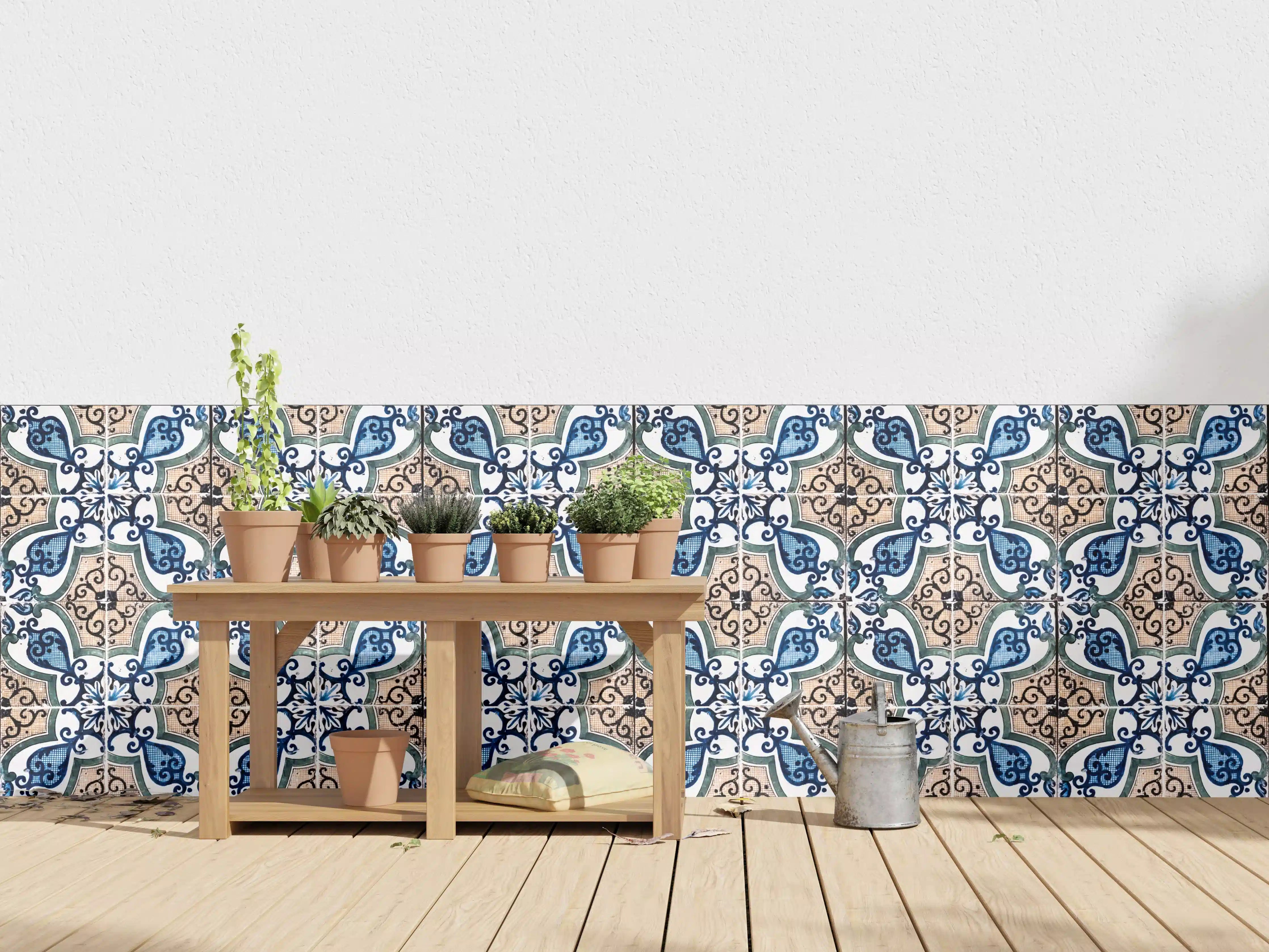 Wandverkleidung außen - Bunter Fliesenmuster im mediterranen Stil