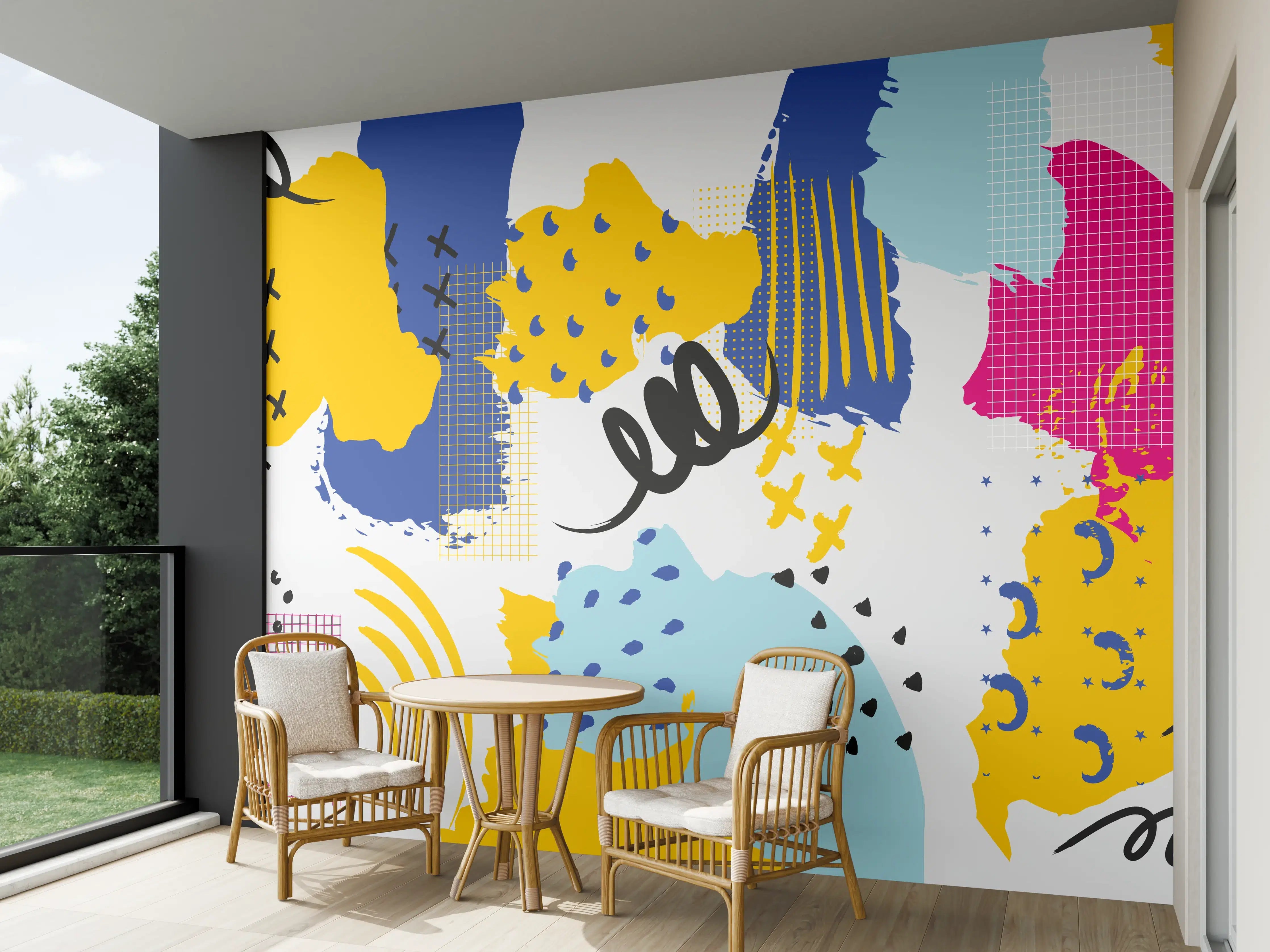 Wandverkleidung außen - Buntes Abstrakt-Muster Design