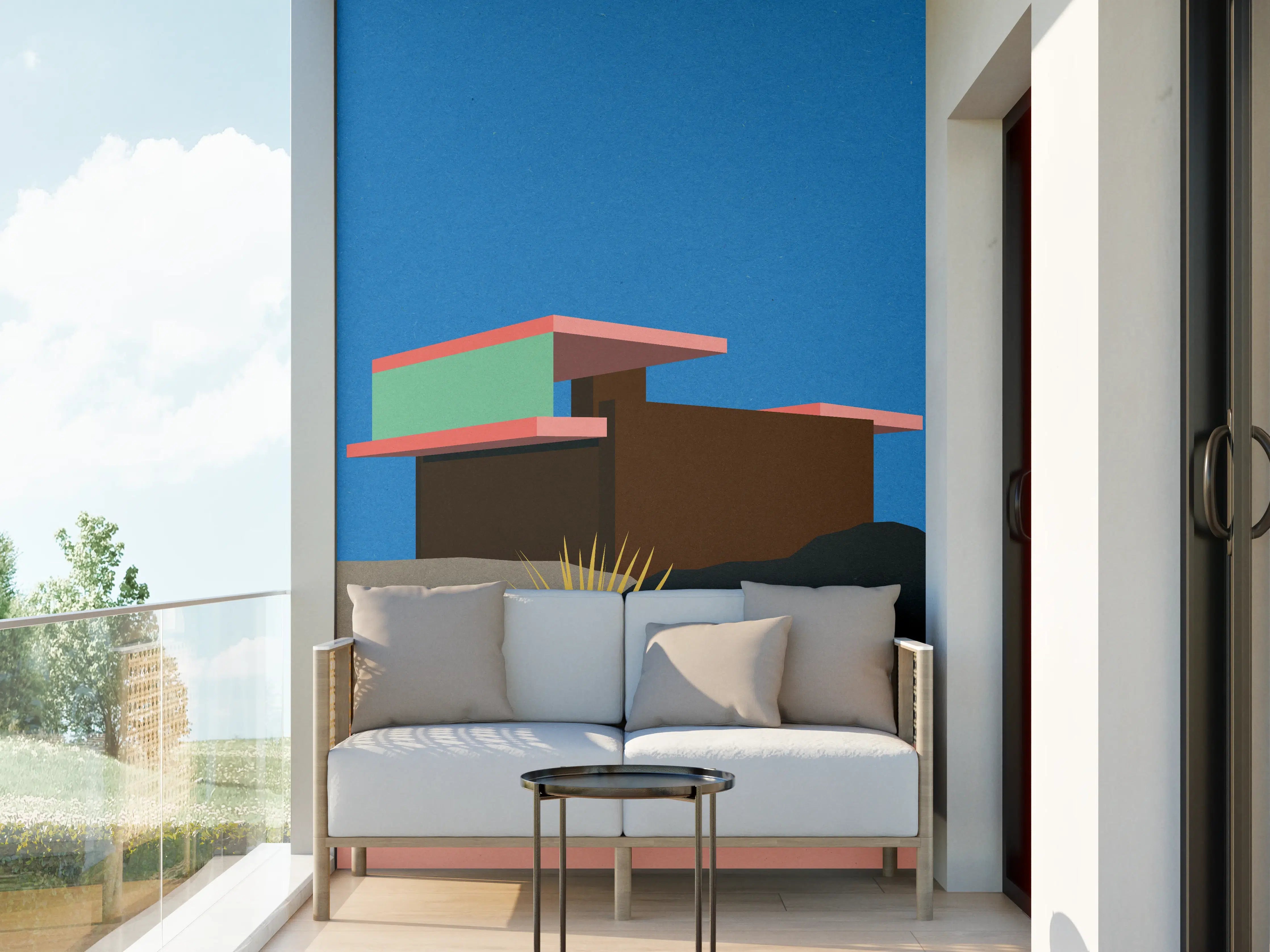 Wandverkleidung außen - Buntes Bauhaus Desert House Poster