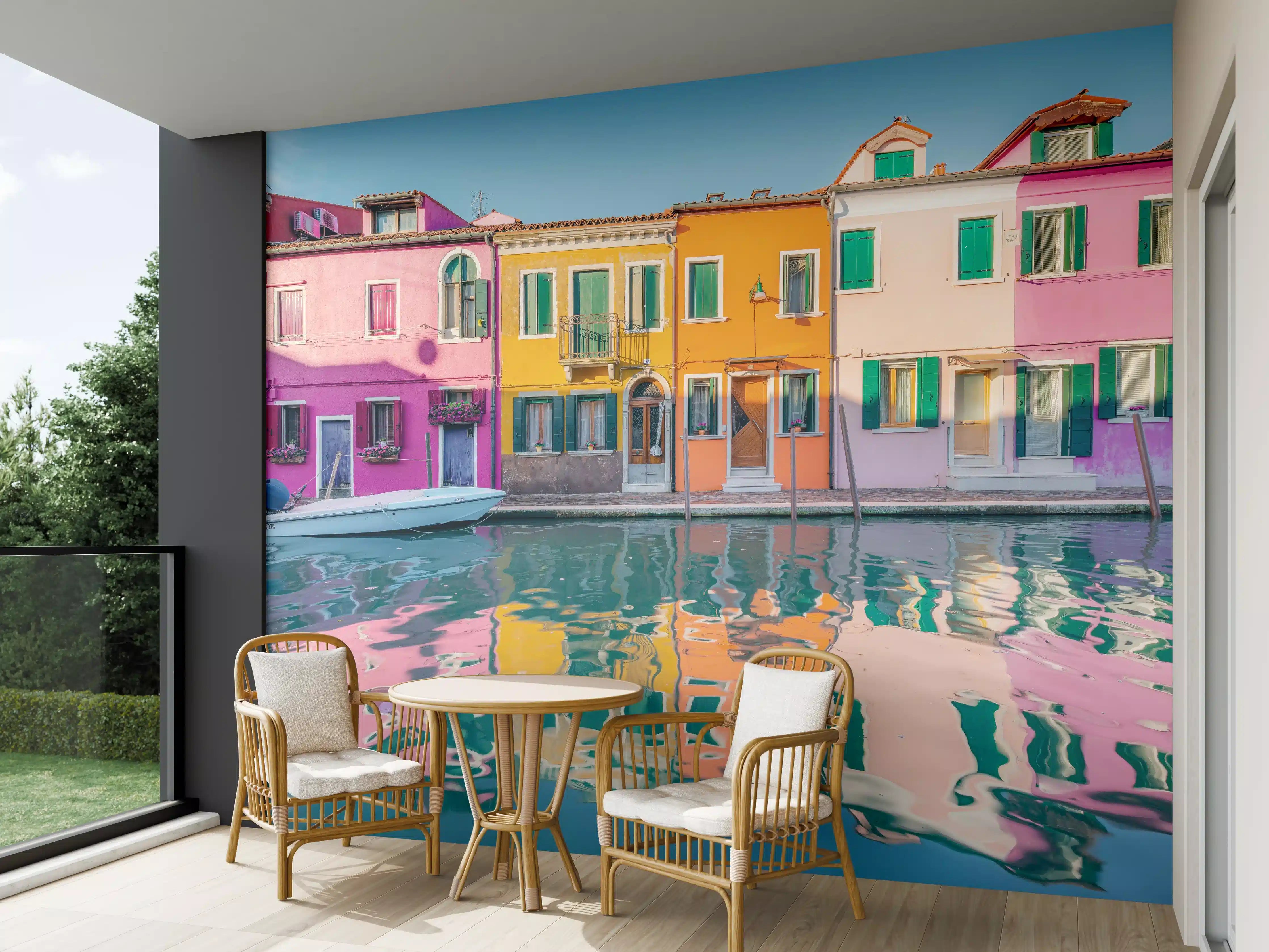 Wandverkleidung außen - Buntes Burano Venedig Kanal