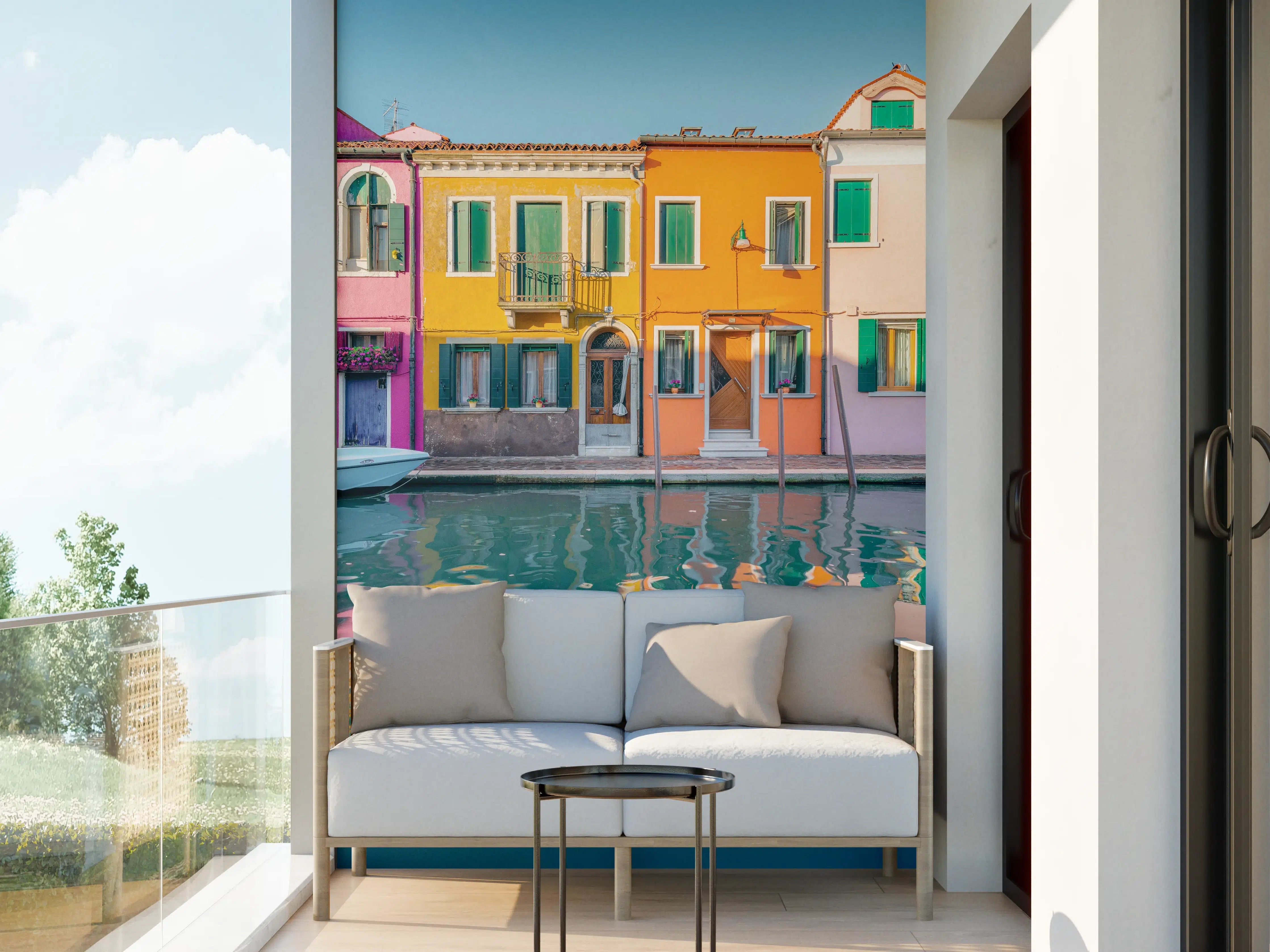 Wandverkleidung außen - Buntes Burano Venedig Kanal