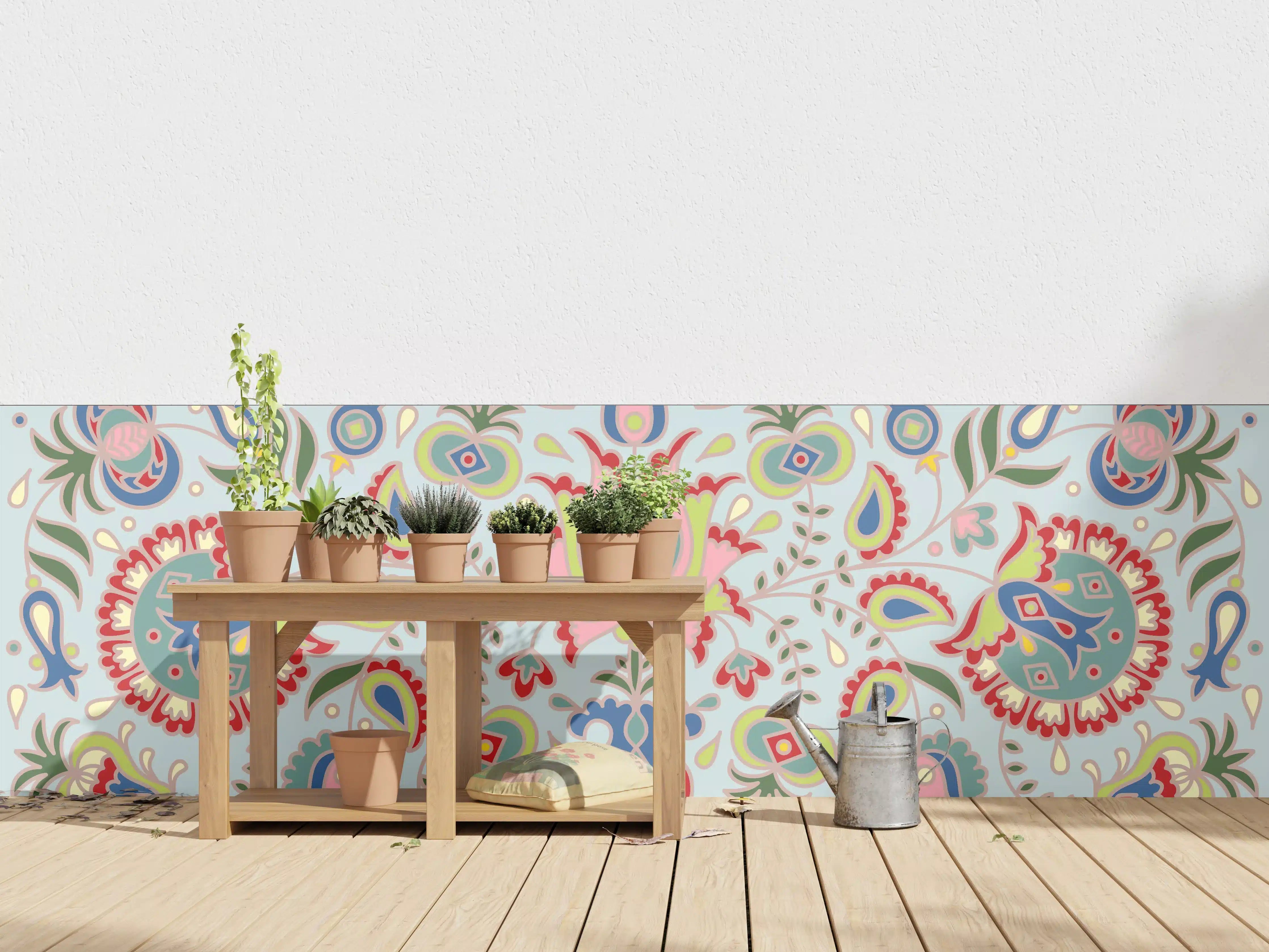 Wandverkleidung außen - Buntes Floral-Print-Muster