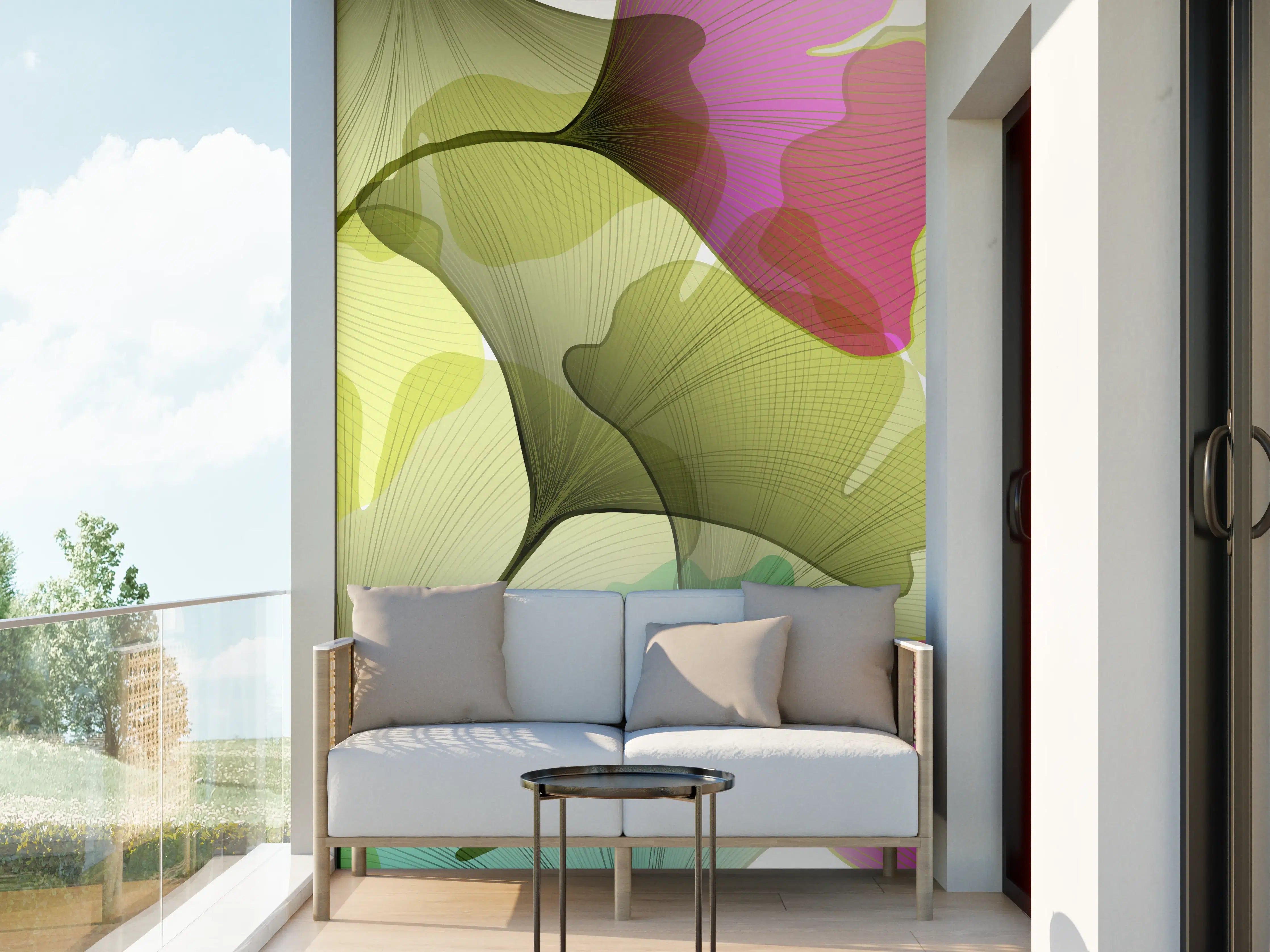 Wandverkleidung außen - Buntes Ginkgo Blätter Design