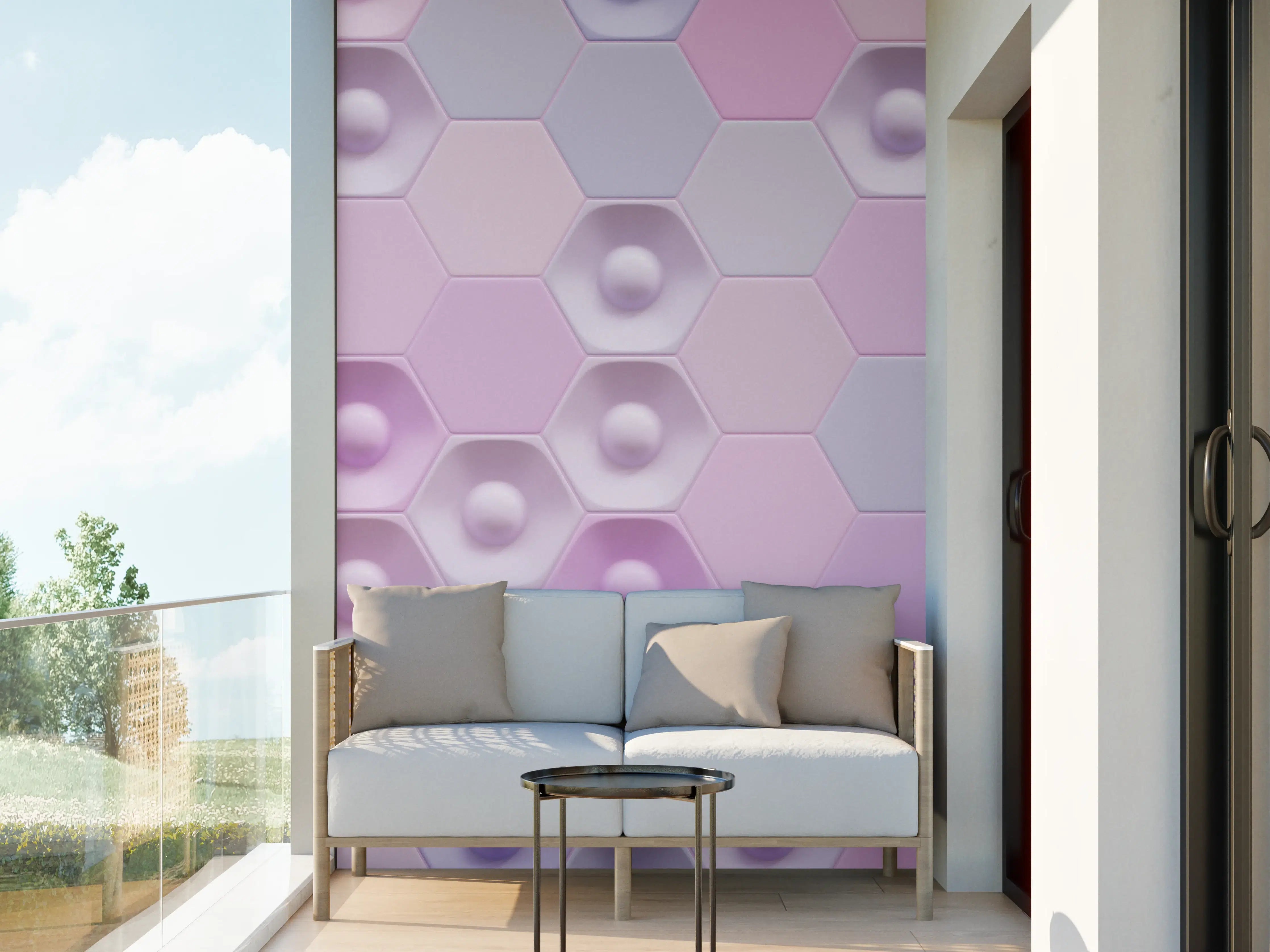 Wandverkleidung außen - Buntes Hexagon-Muster 3D