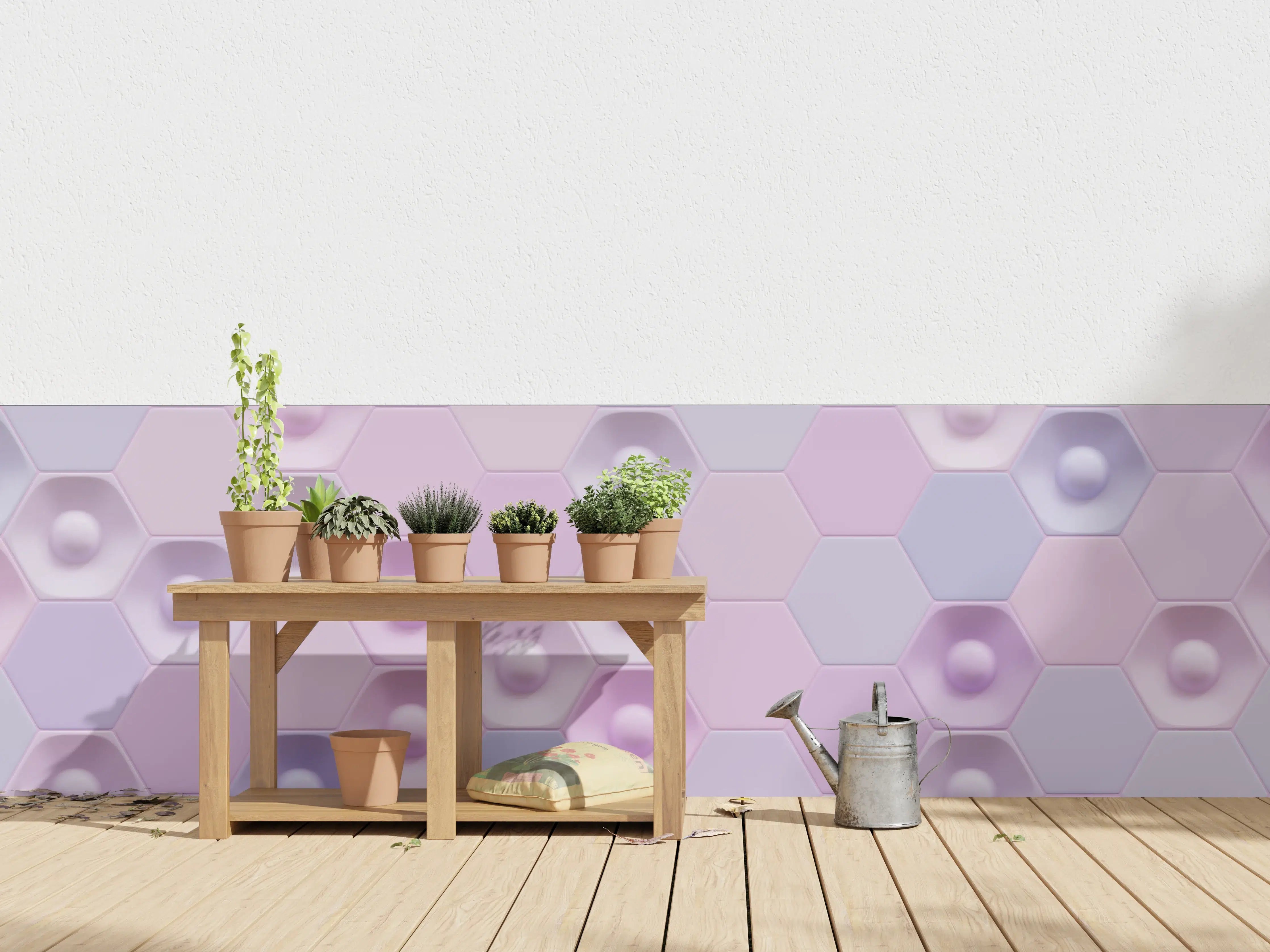 Wandverkleidung außen - Buntes Hexagon-Muster 3D