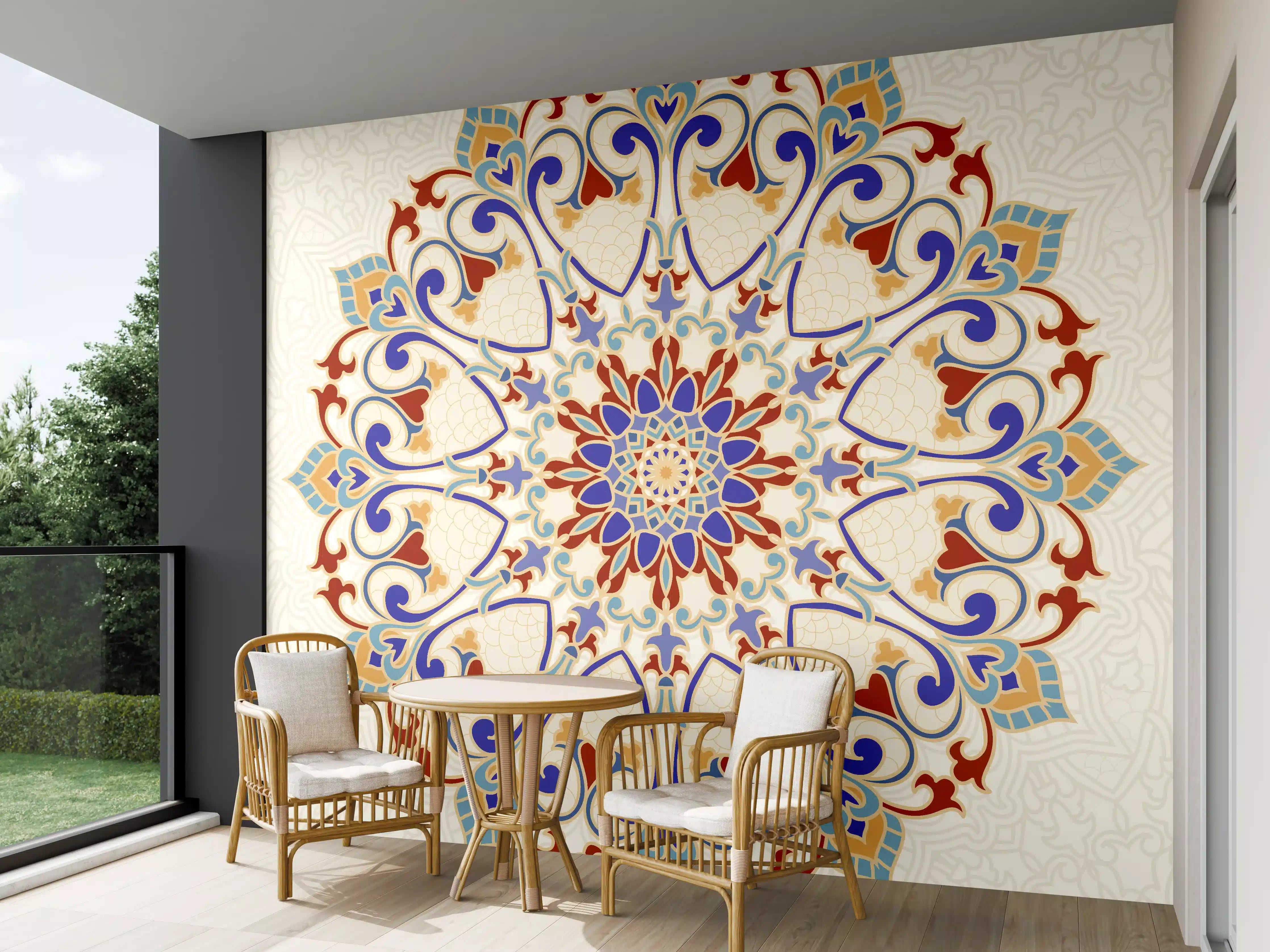 Wandverkleidung außen - Buntes Mosaik Mandala Kunstwerk