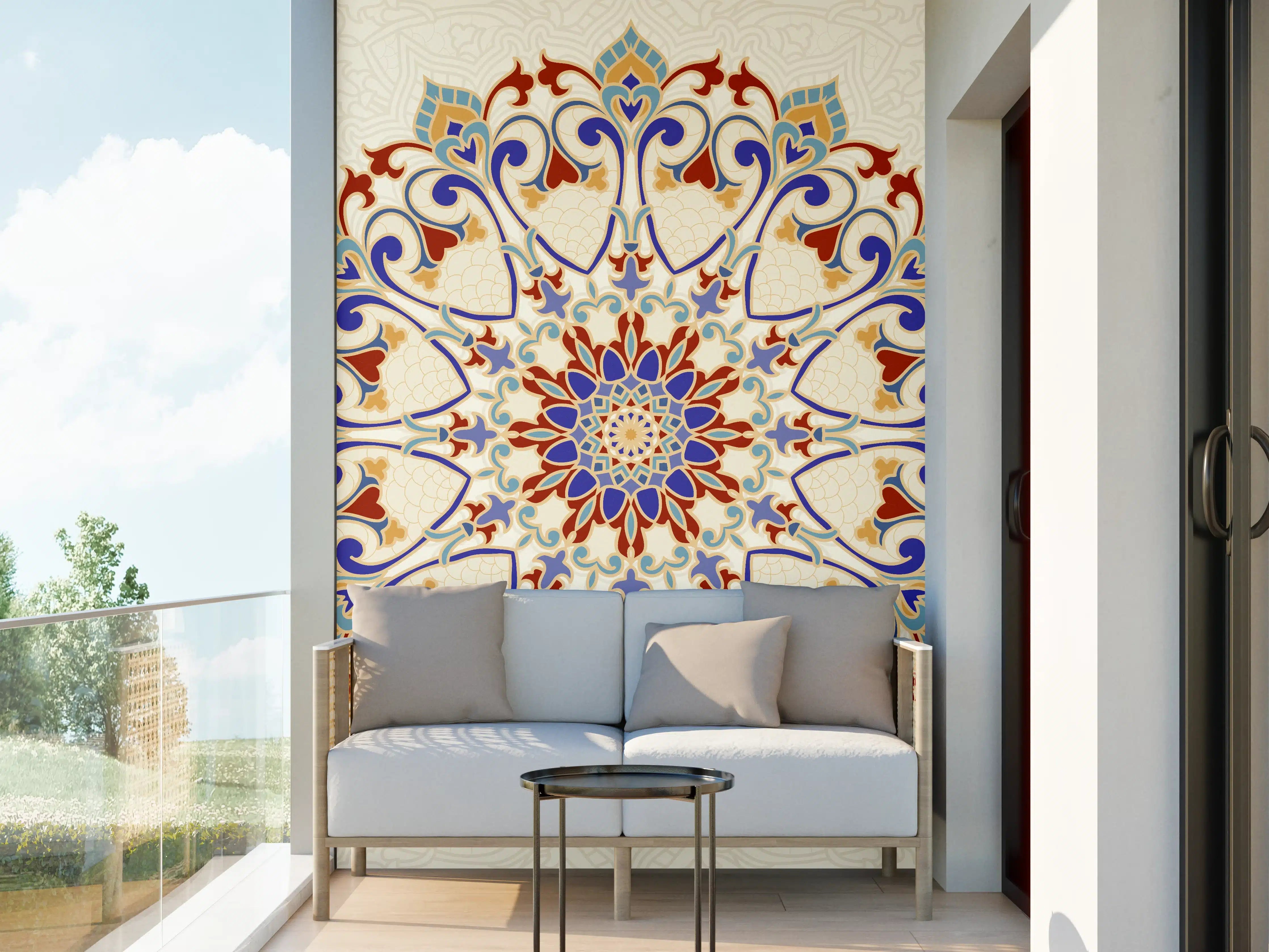 Wandverkleidung außen - Buntes Mosaik Mandala Kunstwerk