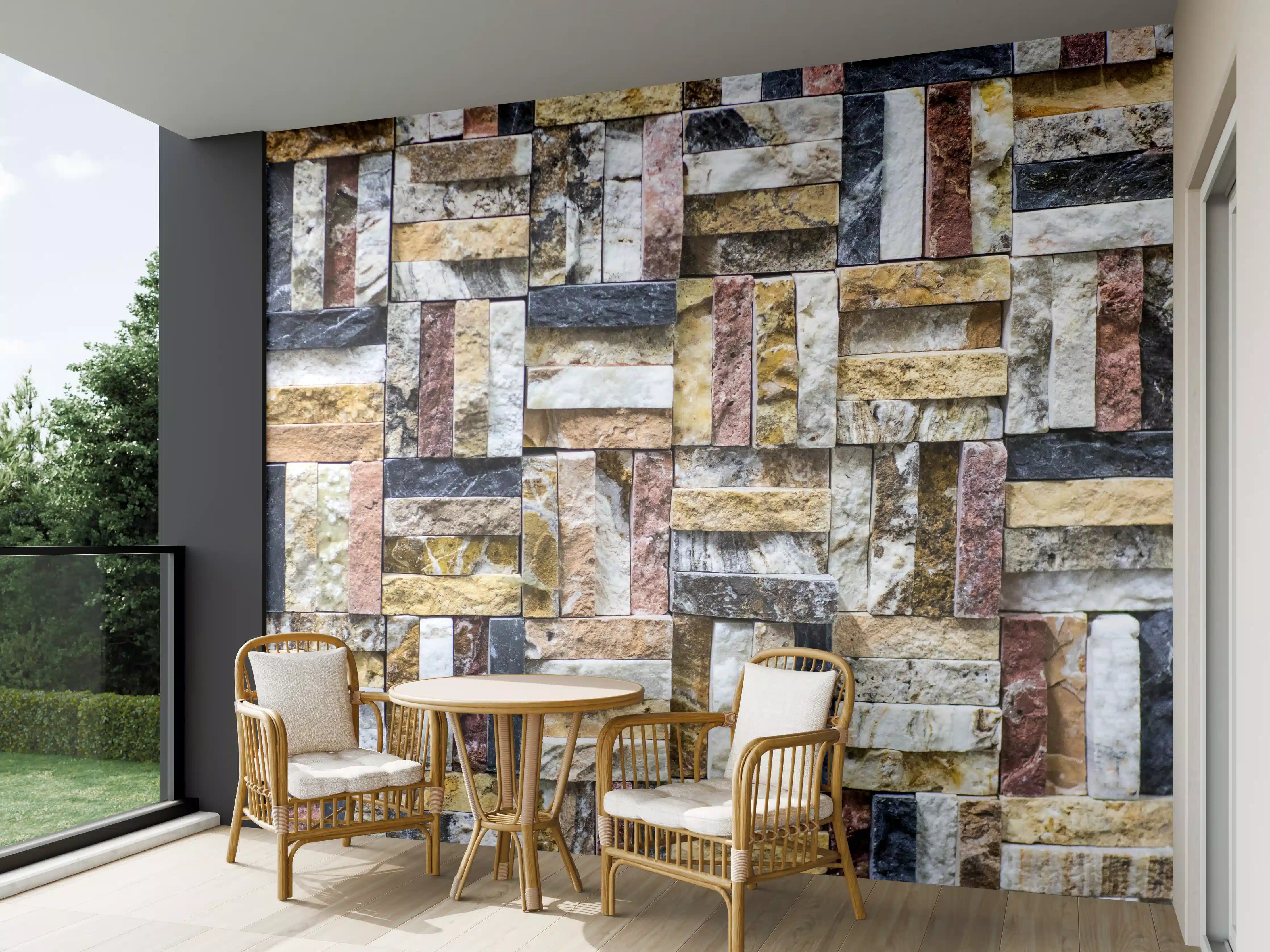 Wandverkleidung außen - Buntes Naturstein Mosaik