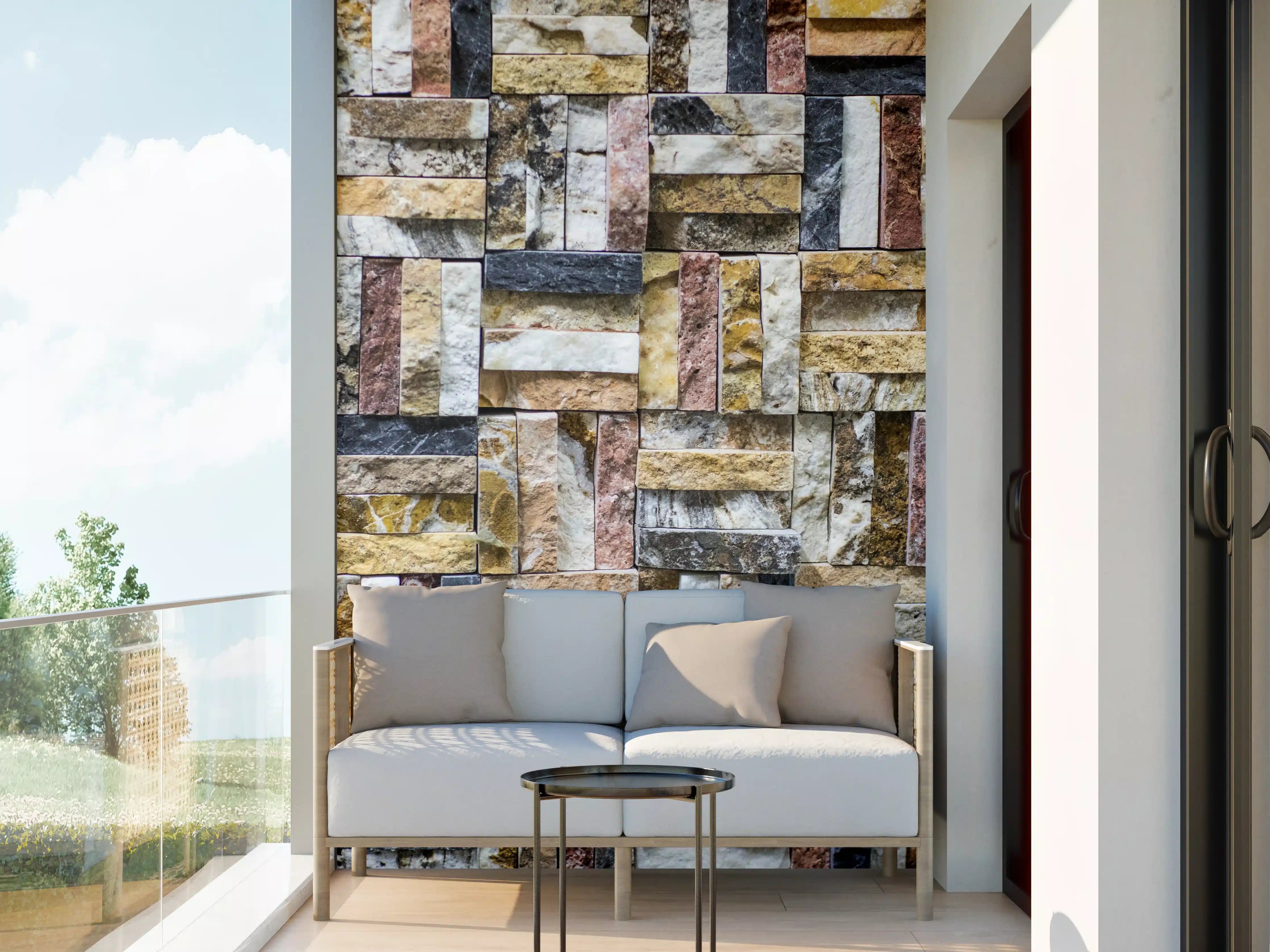 Wandverkleidung außen - Buntes Naturstein Mosaik