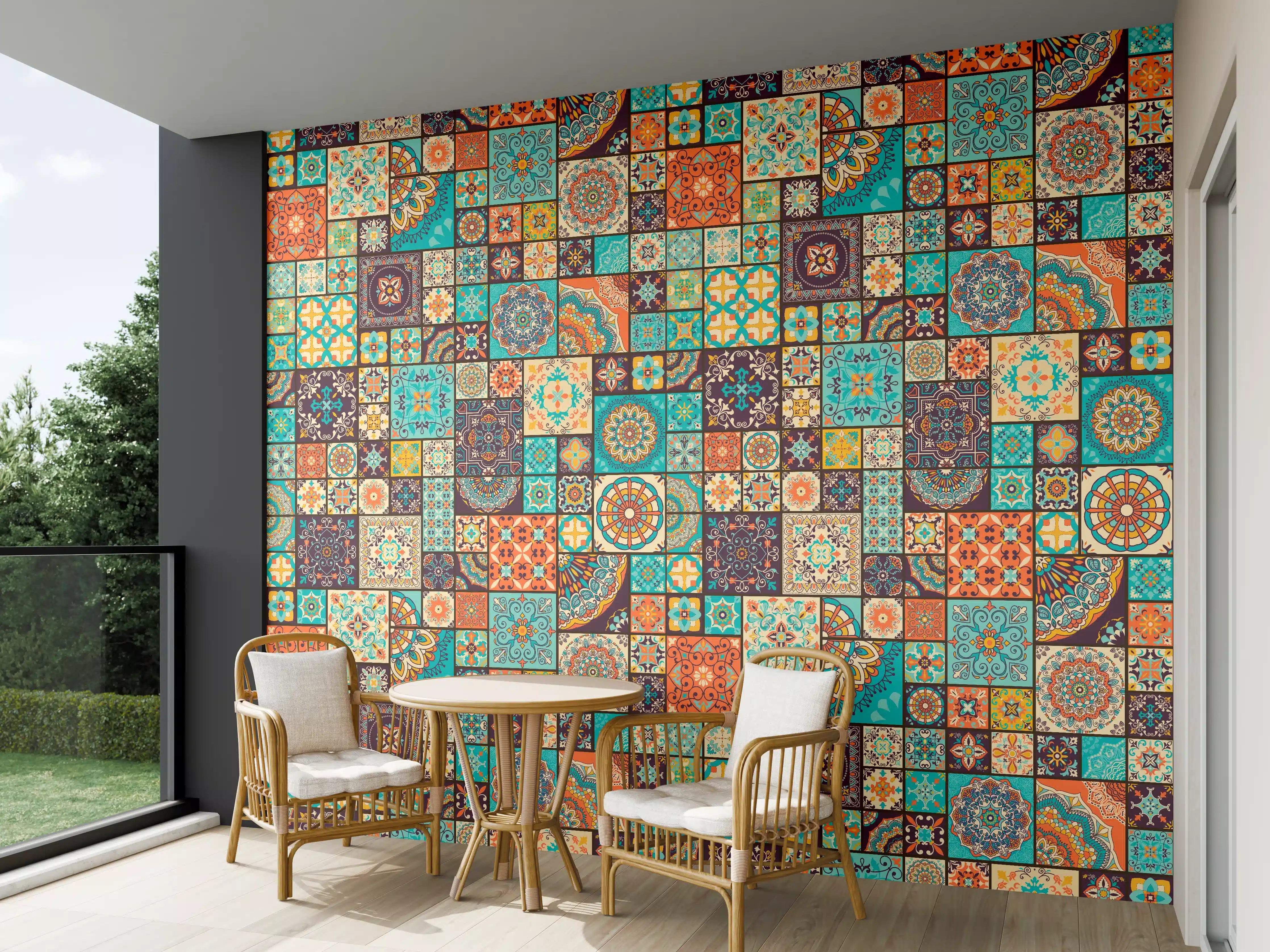 Wandverkleidung außen - Buntes Patchwork Fliesenmuster