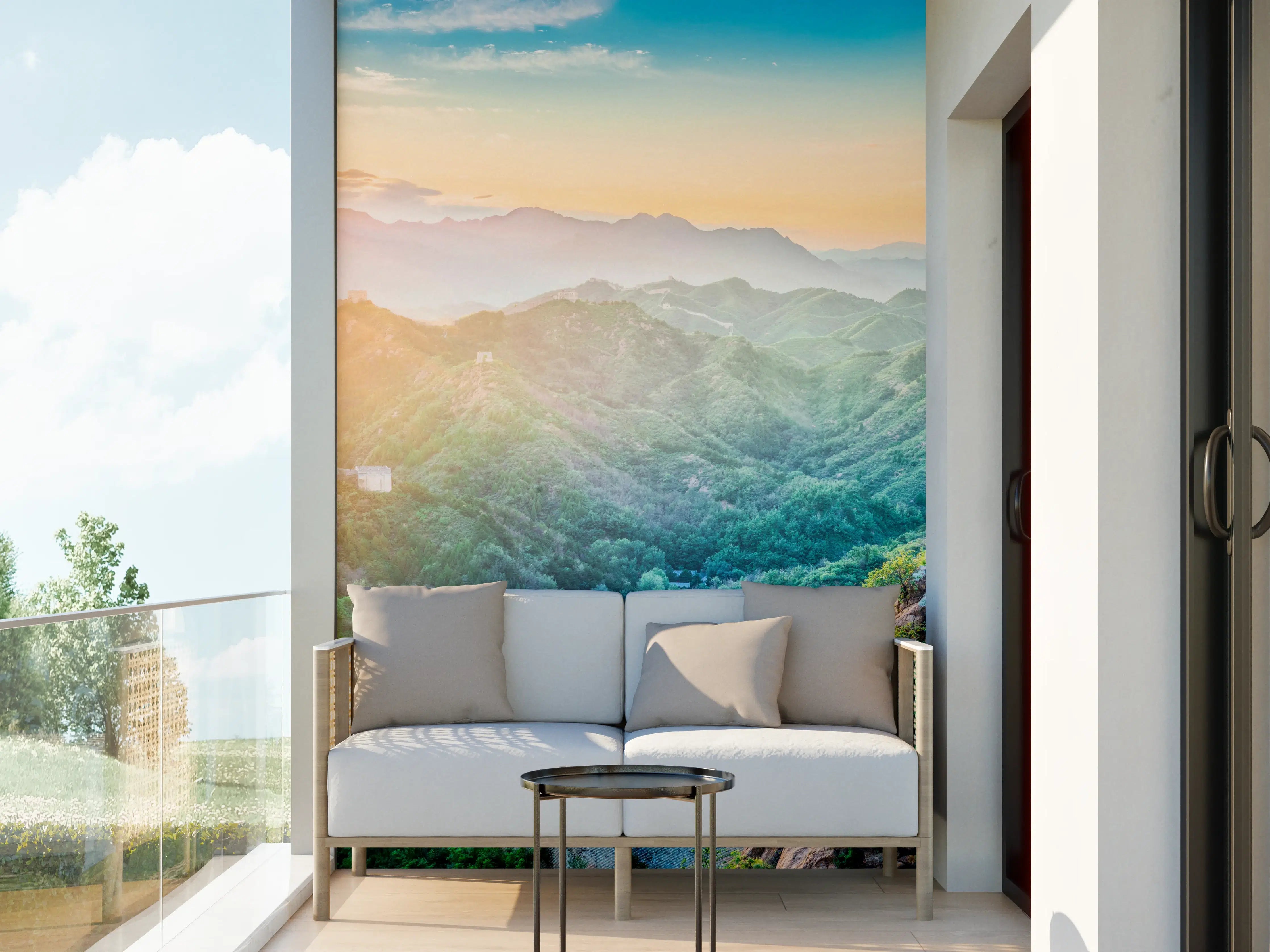 Wandverkleidung außen - Chinesische Mauer Panorama Sonnenaufgang