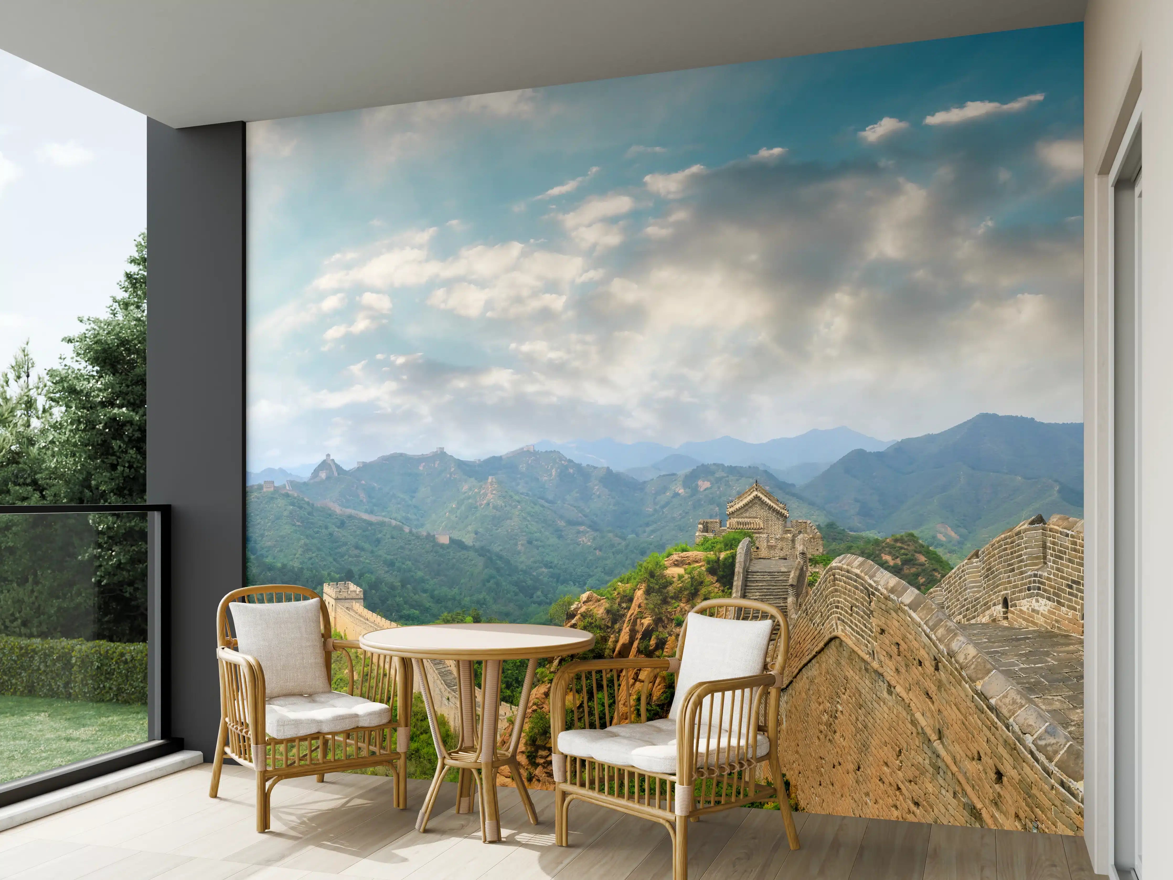 Wandverkleidung außen - Chinesische Mauer im Farbenspiel von Himmel und Natur