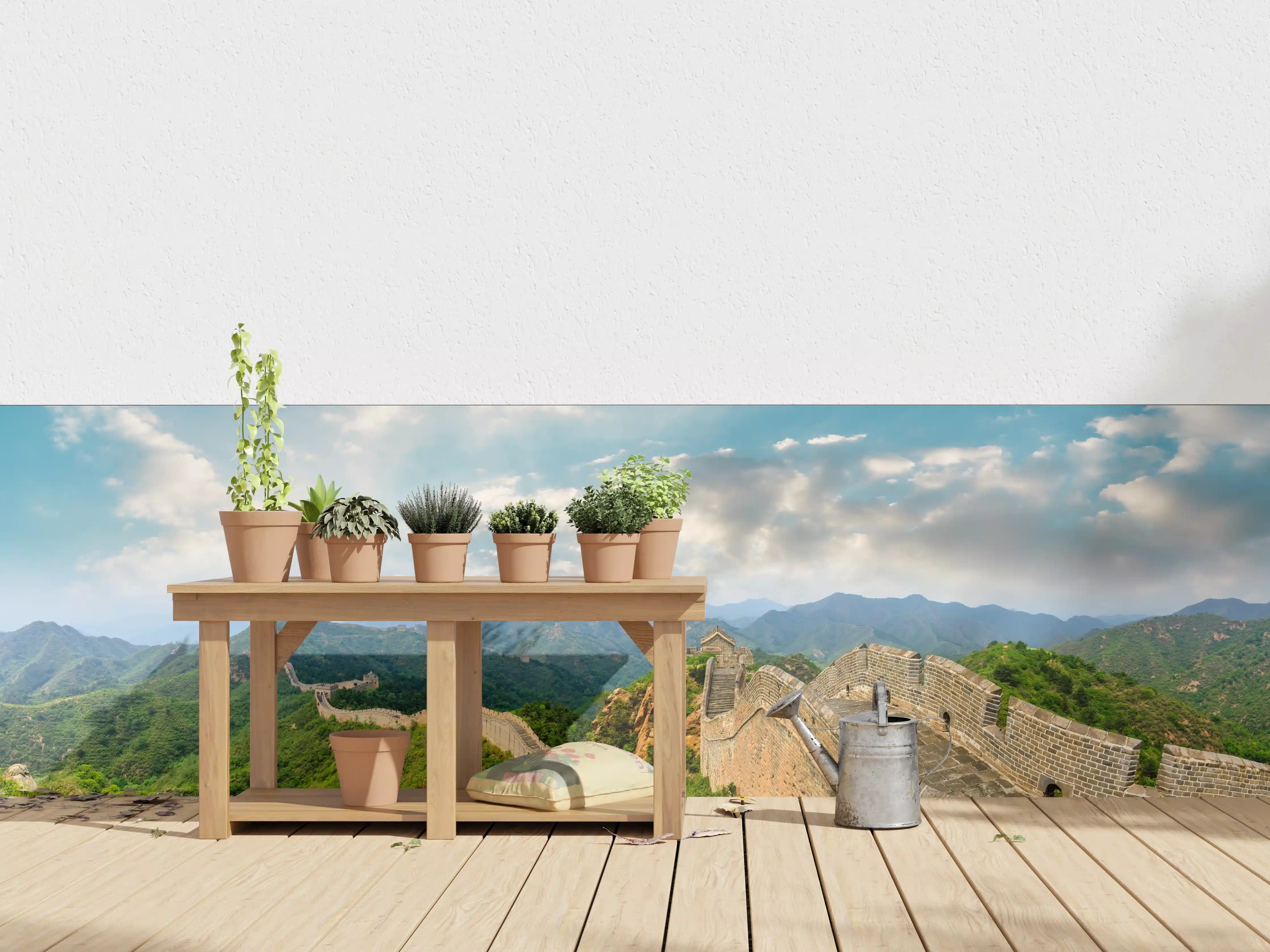Wandverkleidung außen - Chinesische Mauer im Farbenspiel von Himmel und Natur