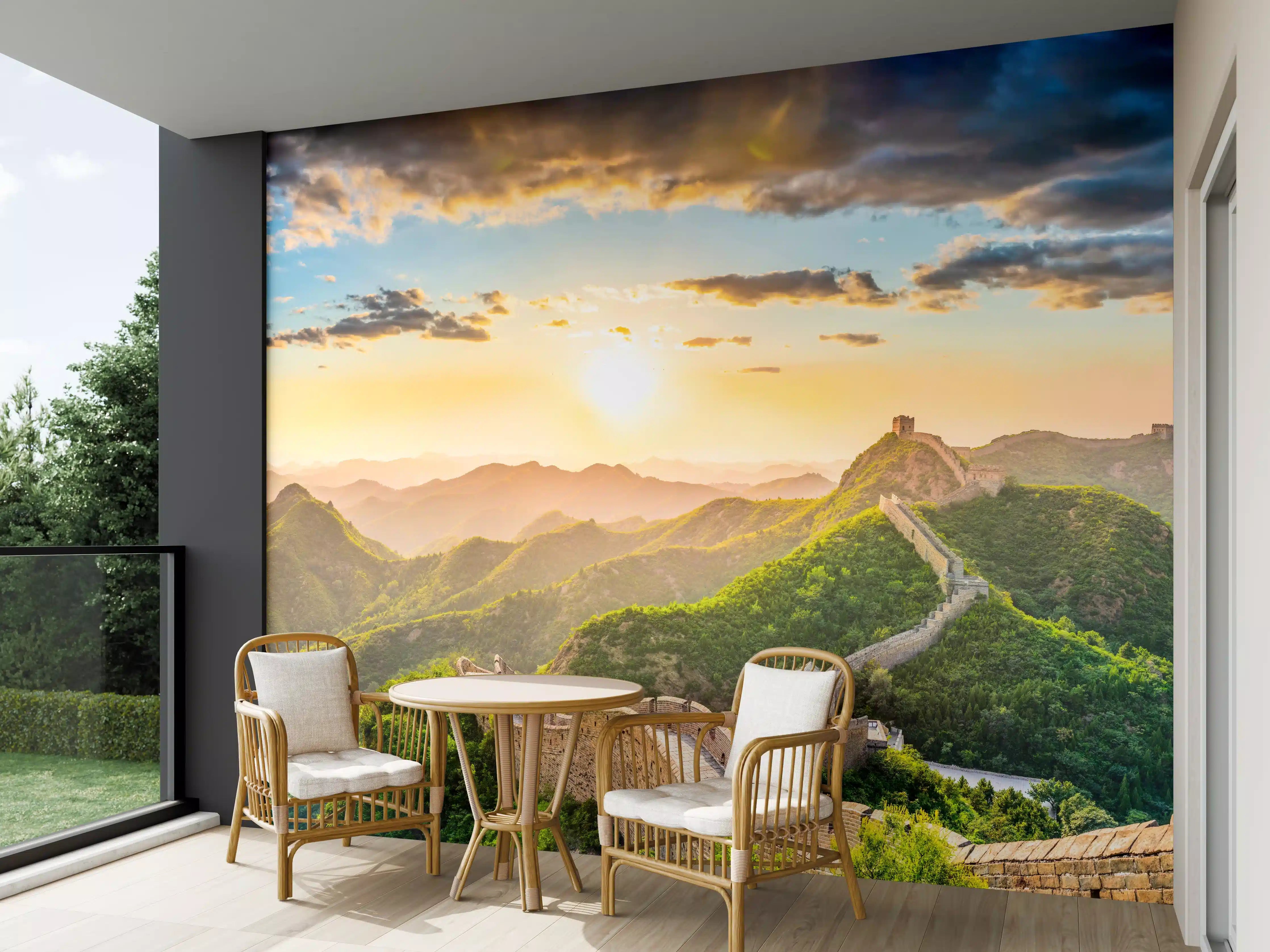 Wandverkleidung außen - Chinesische Mauer im Sonnenuntergang