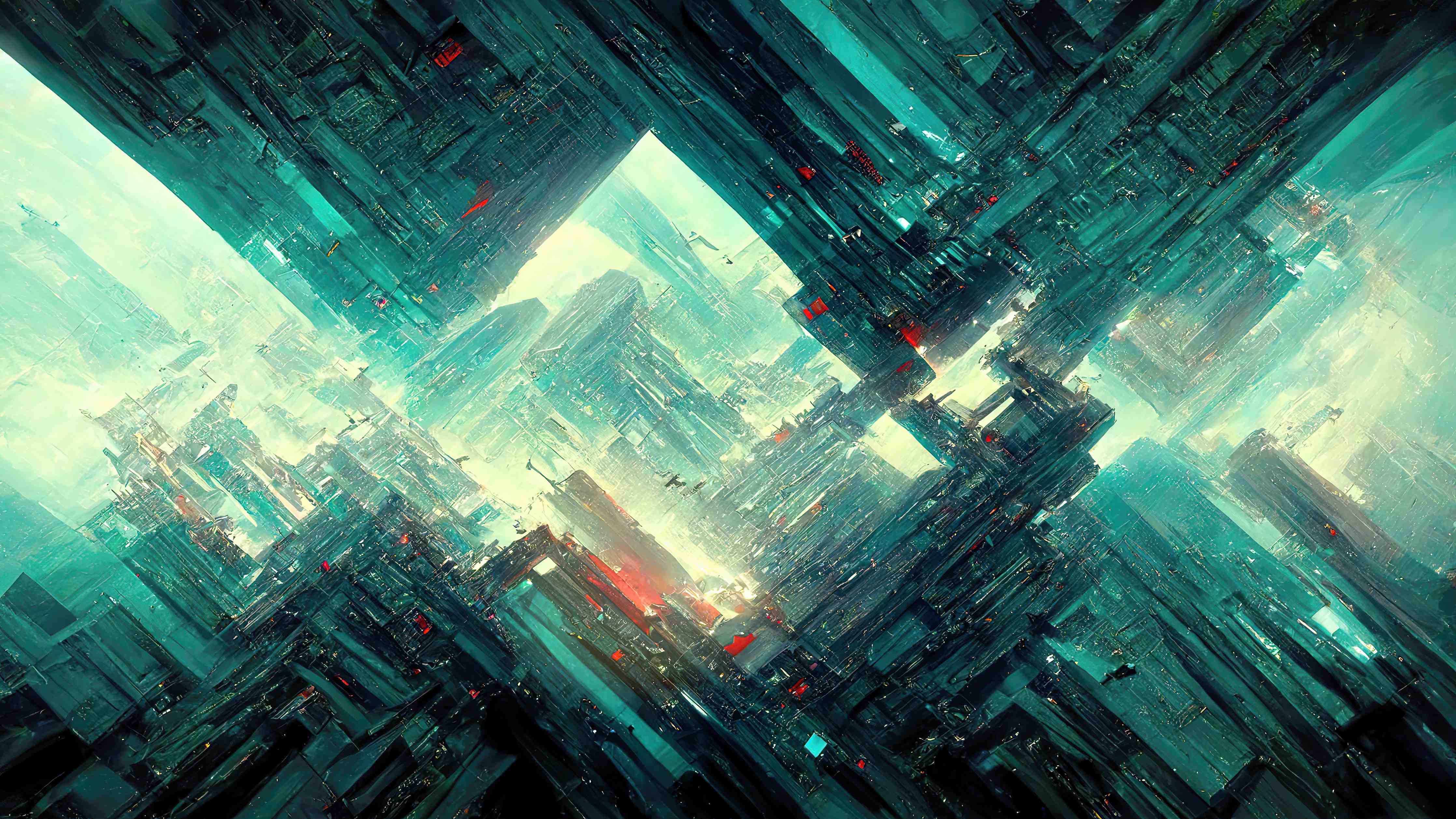 Wandverkleidung außen-Cyberpunk-Stadt Futuristisch