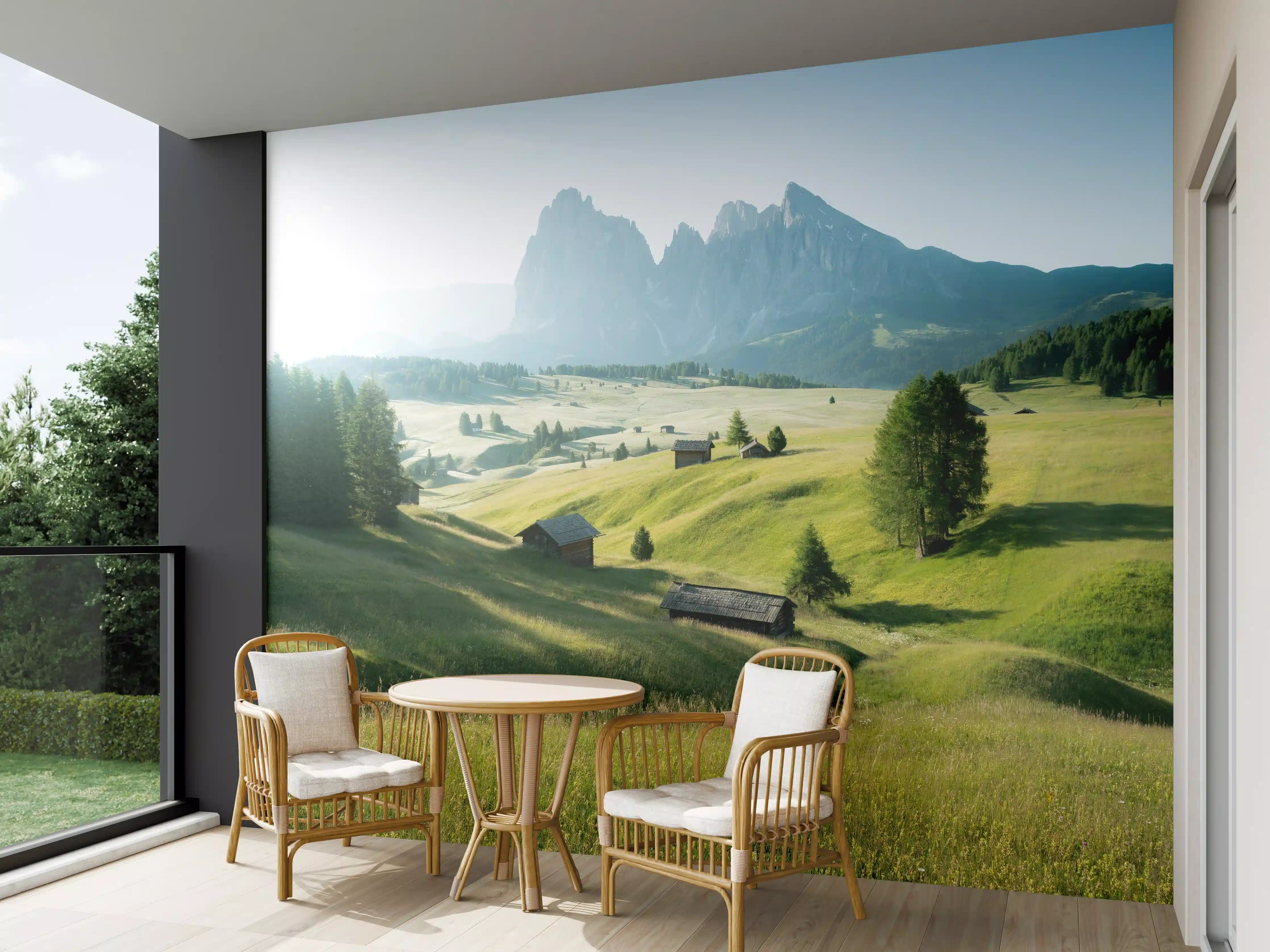Wandverkleidung außen - Dolomiten Berglandschaft auf der Seiser Alm