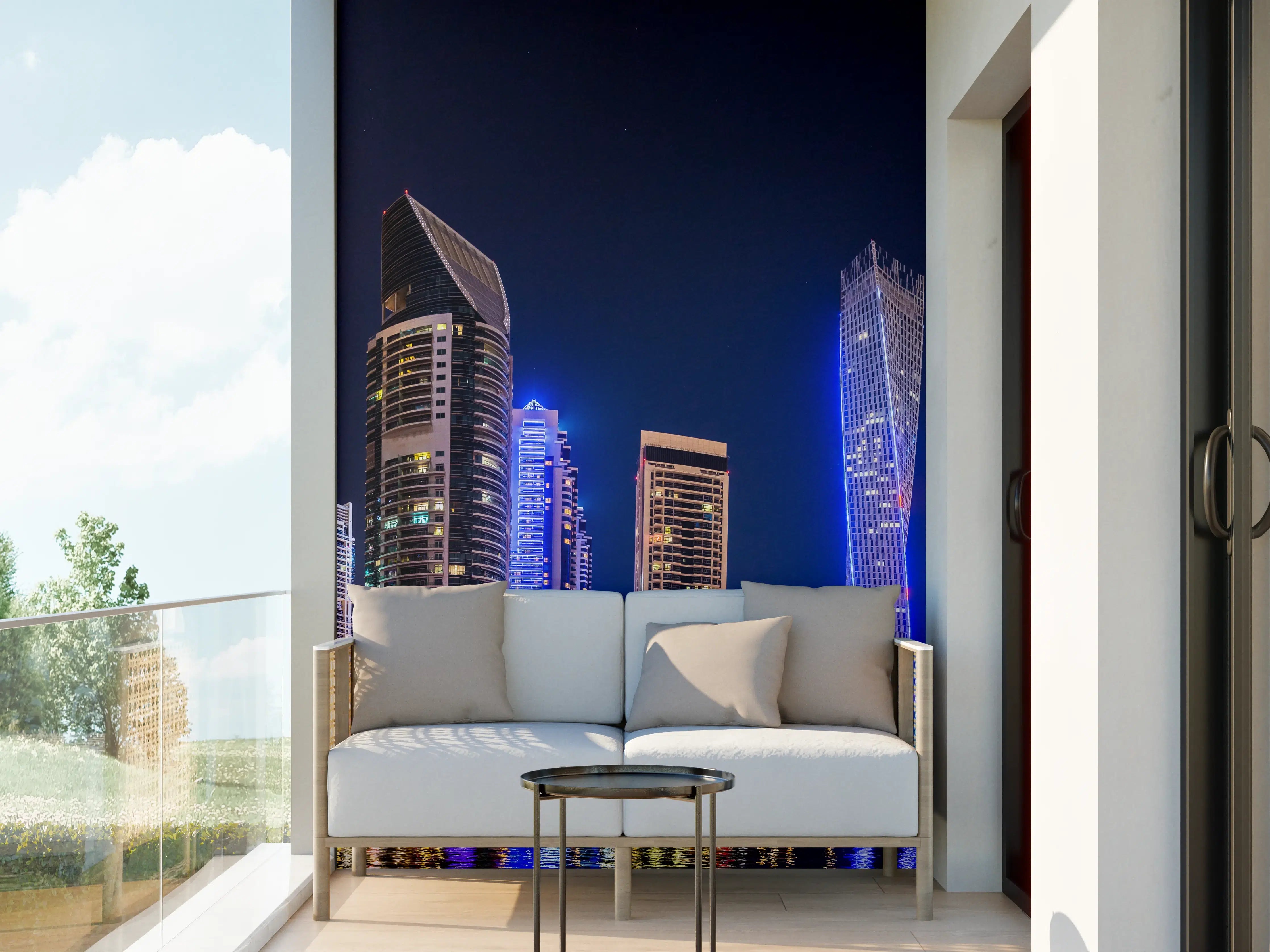 Wandverkleidung außen - Dubai Marina Skyline bei Nacht