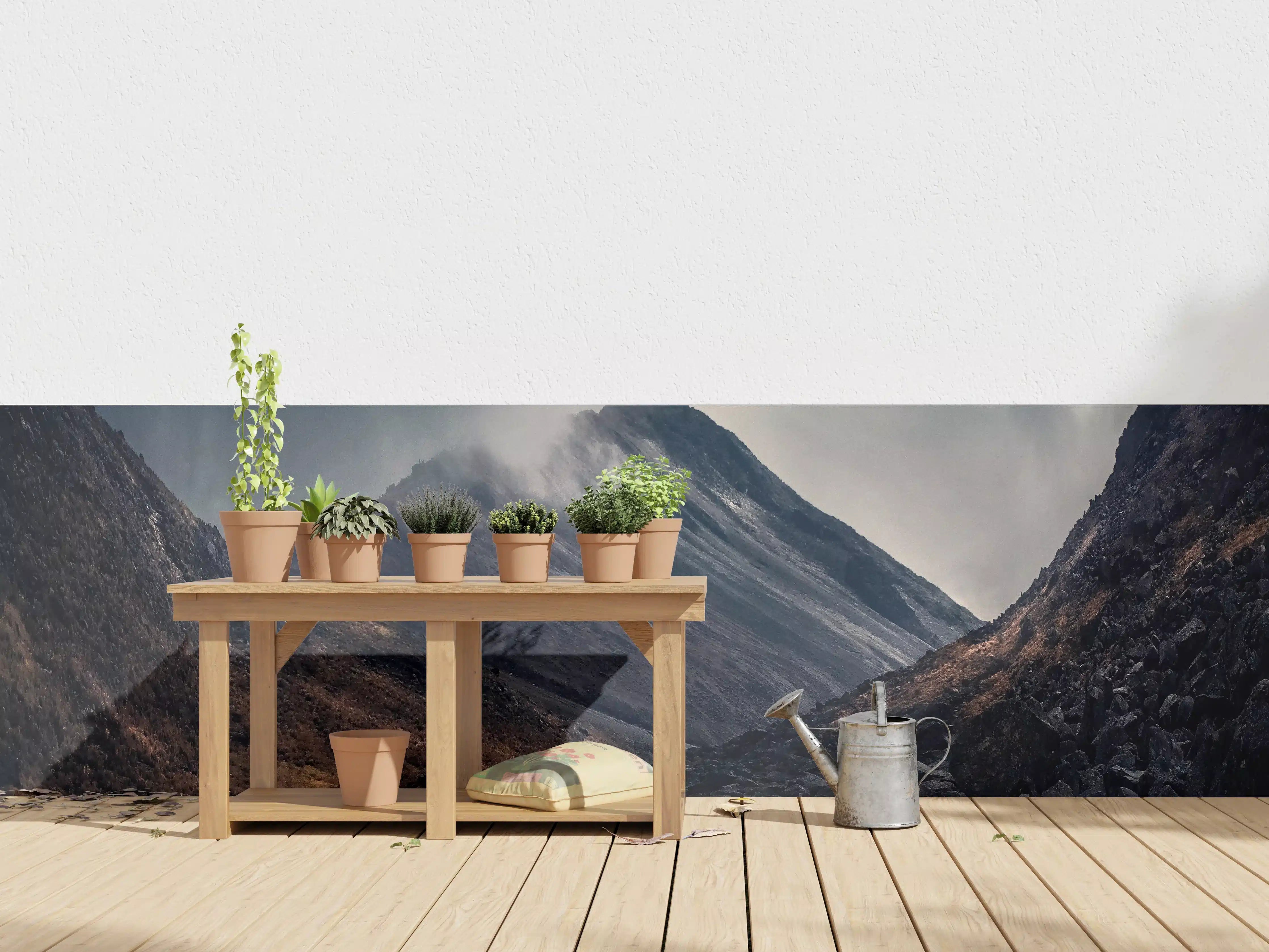 Wandverkleidung außen - Düstere Berglandschaft Naturdrama