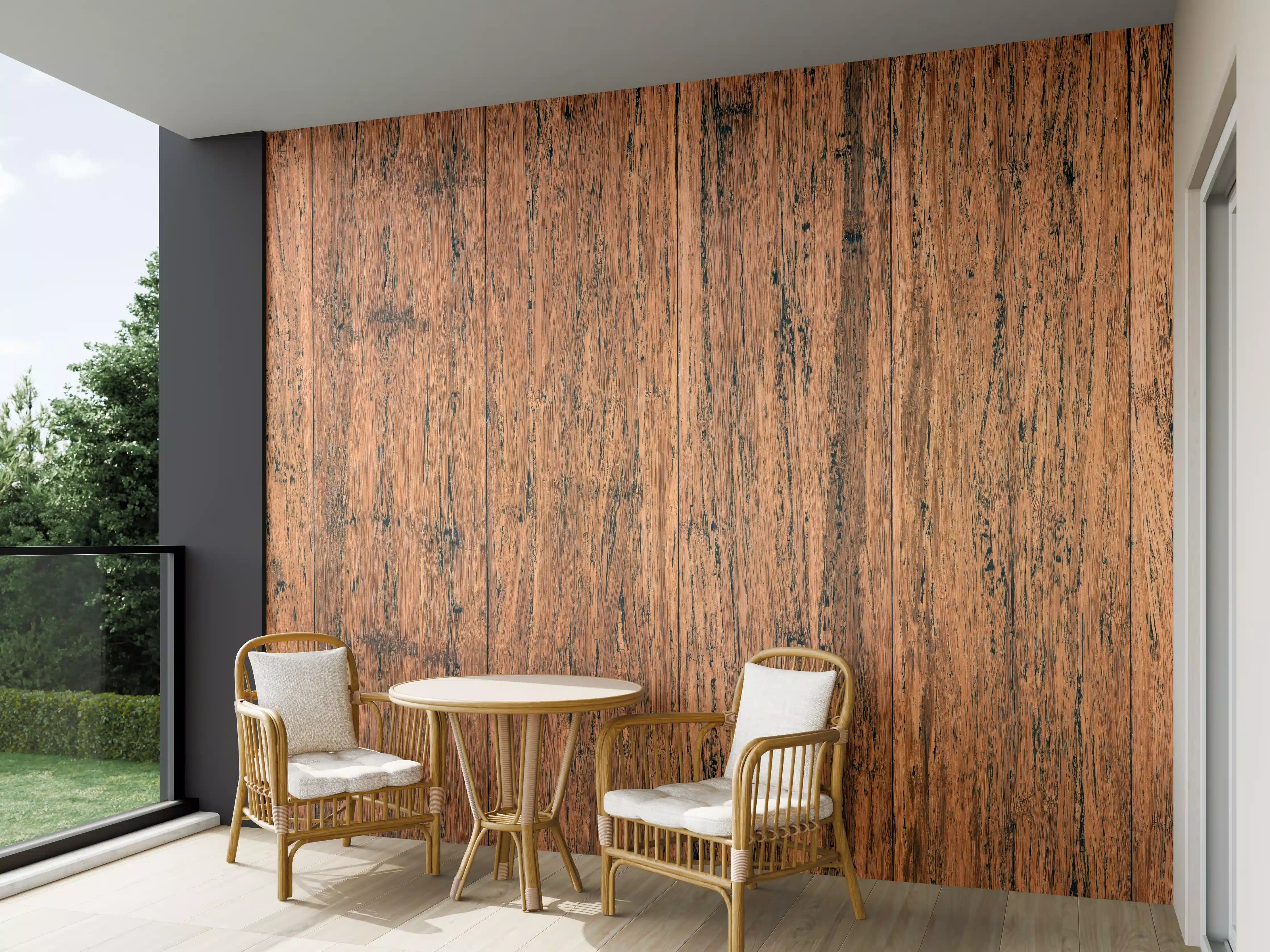 Wandverkleidung außen - Dunkelbraunes rustikales Holzbrett