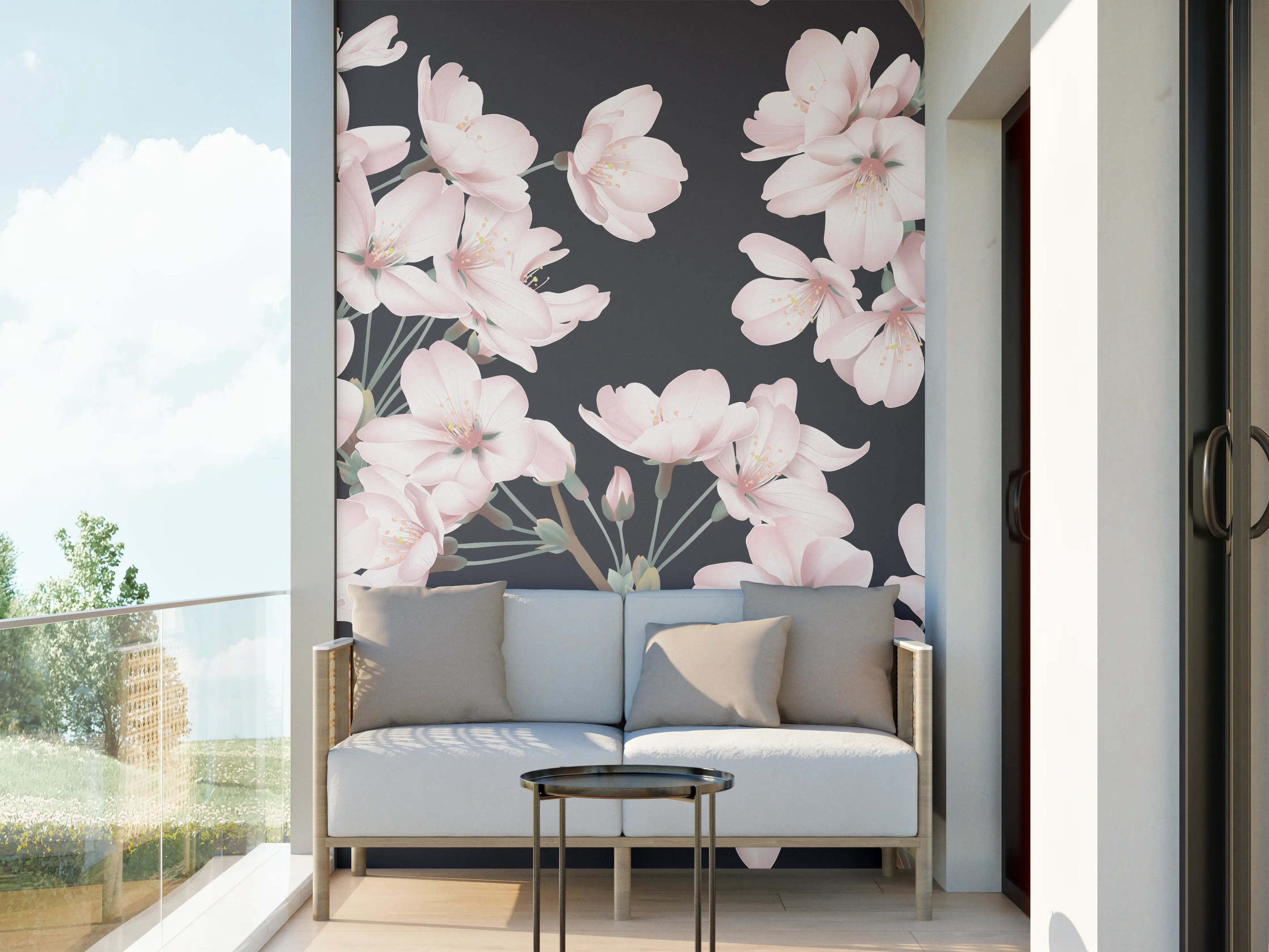 Wandverkleidung außen - Dunkelgrau-Sakura-Musterdesign