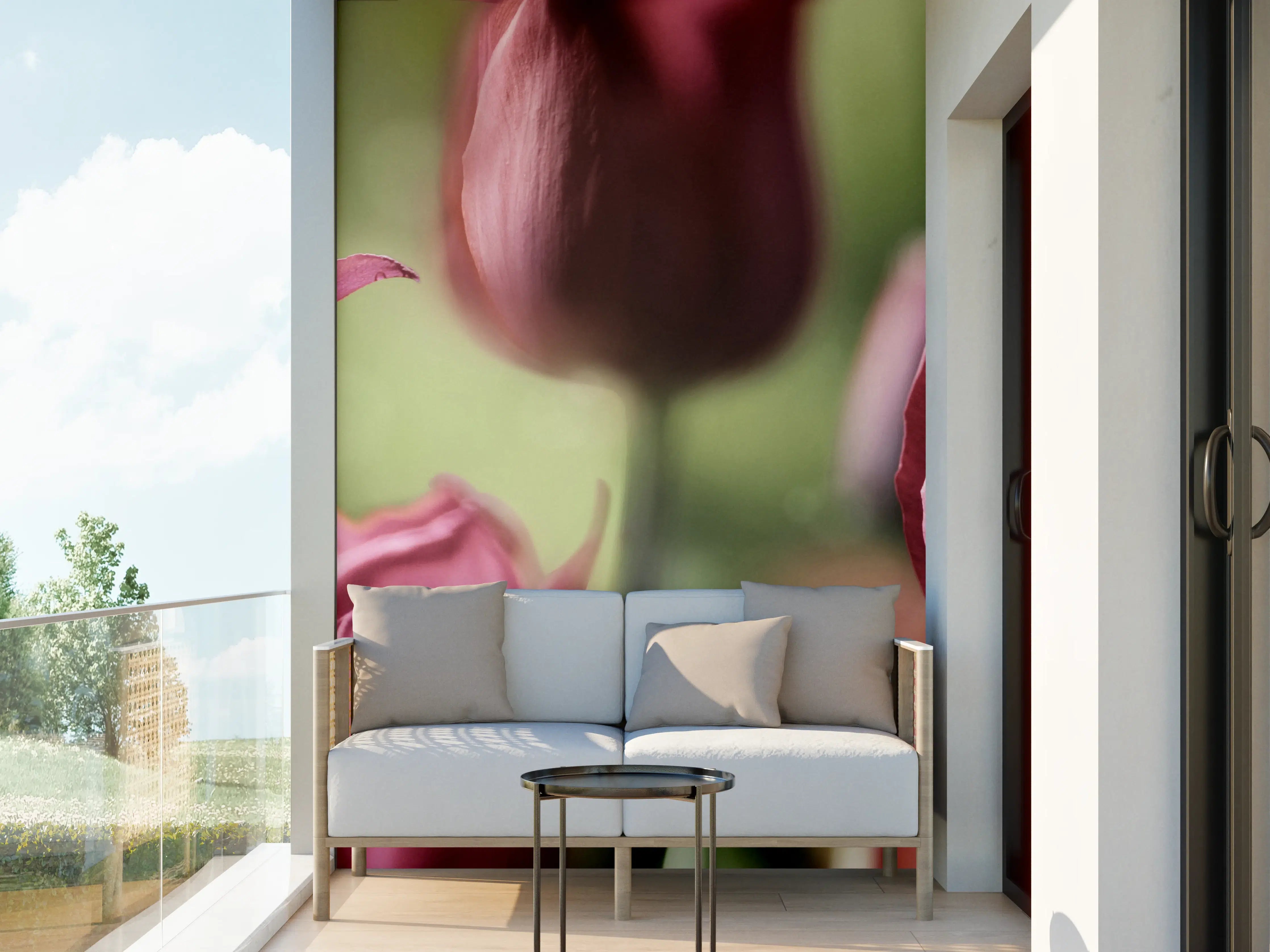 Wandverkleidung außen - Dunkelrosa Tulpen