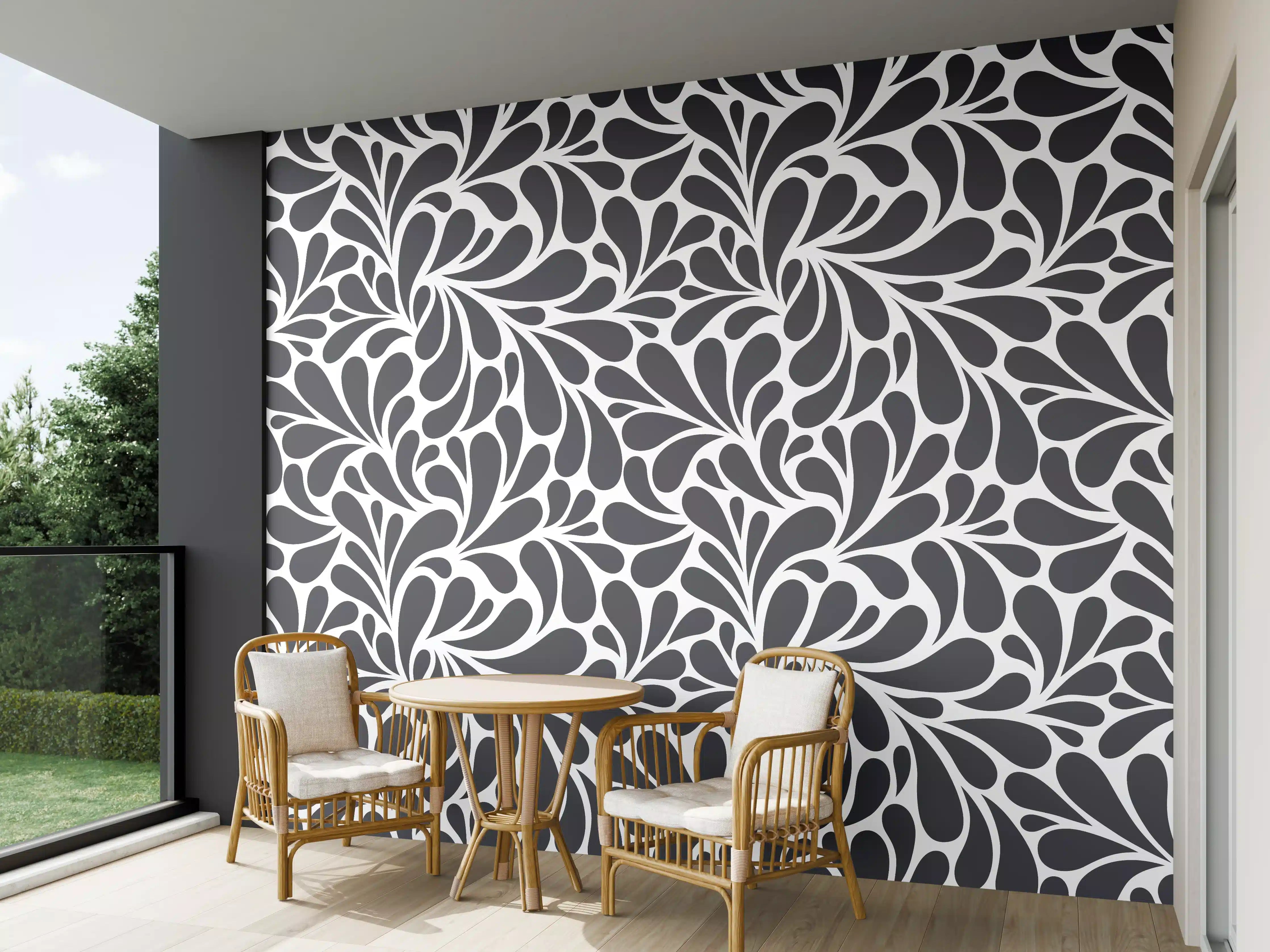 Wandverkleidung außen - Dunkle Blumenmuster-Grafik
