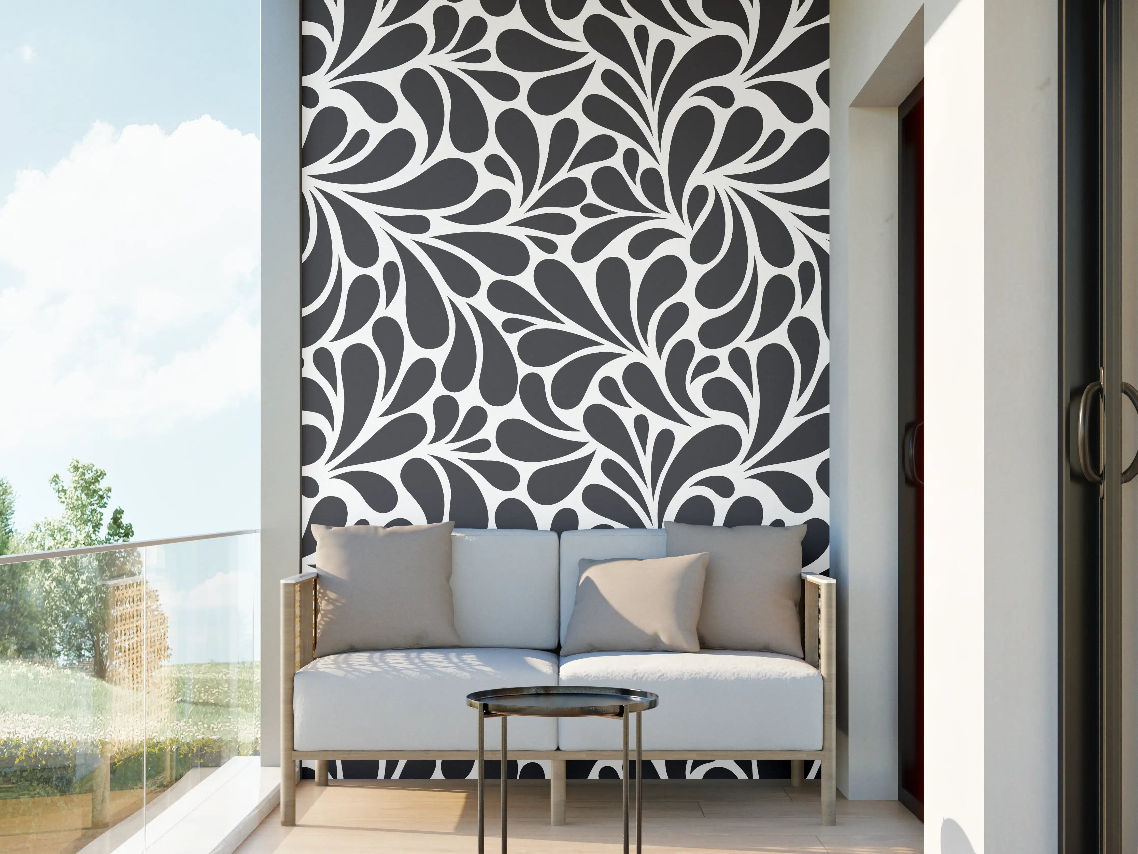 Wandverkleidung außen - Dunkle Blumenmuster-Grafik