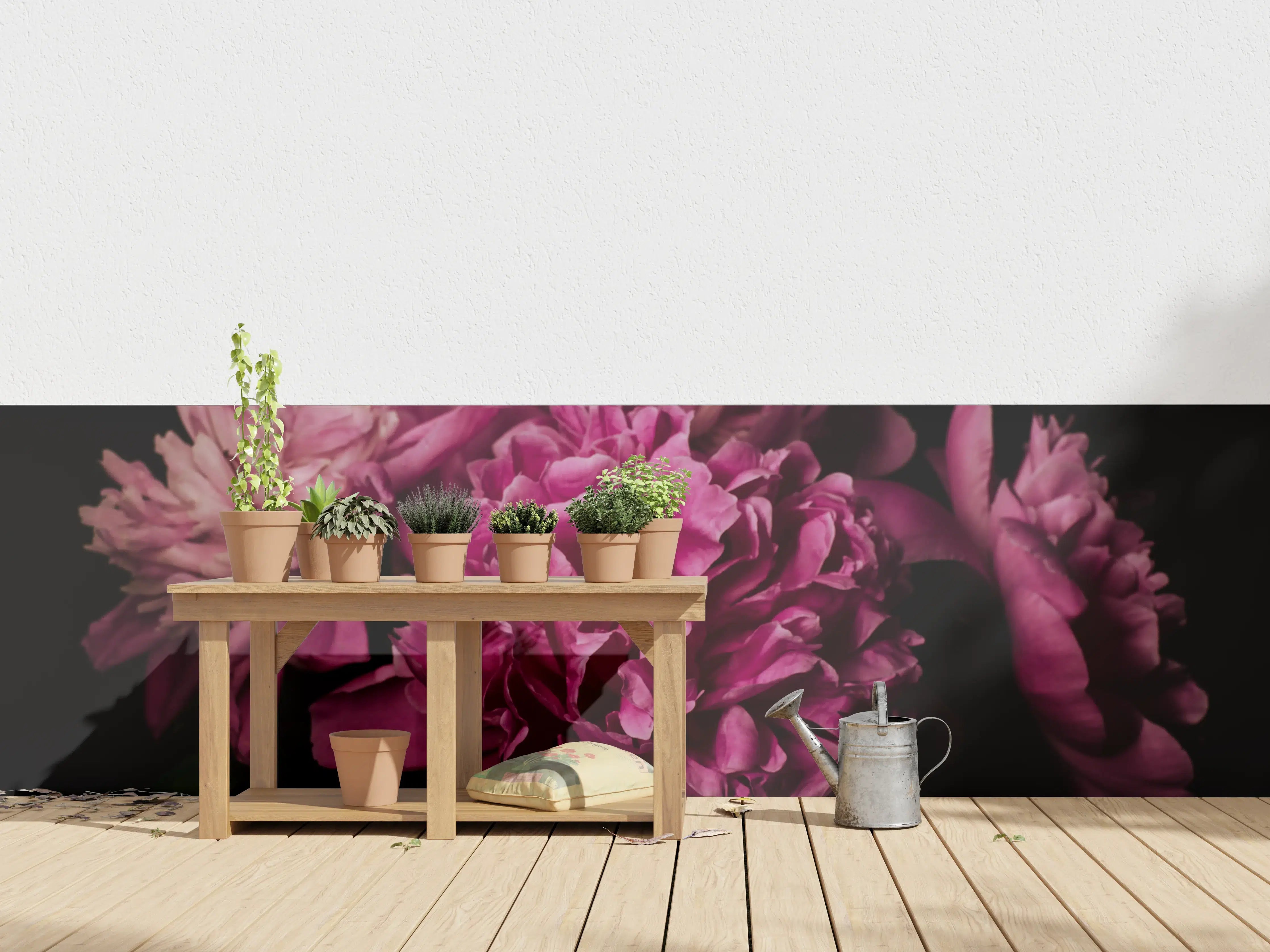 Wandverkleidung außen - Dunkle Blumenpracht in Pink