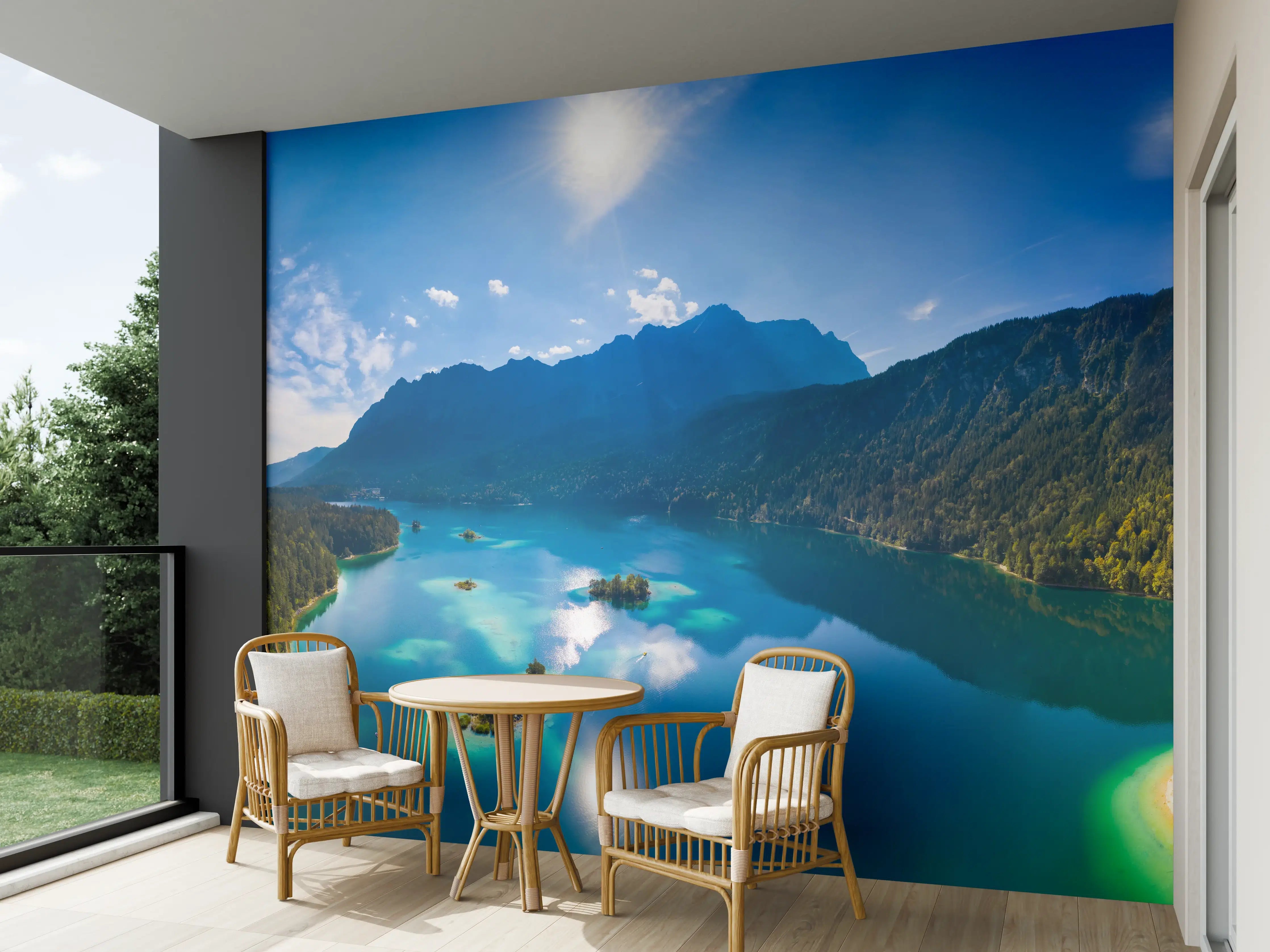 Wandverkleidung außen - Eibsees mit der Zugspitze im Hintergrund
