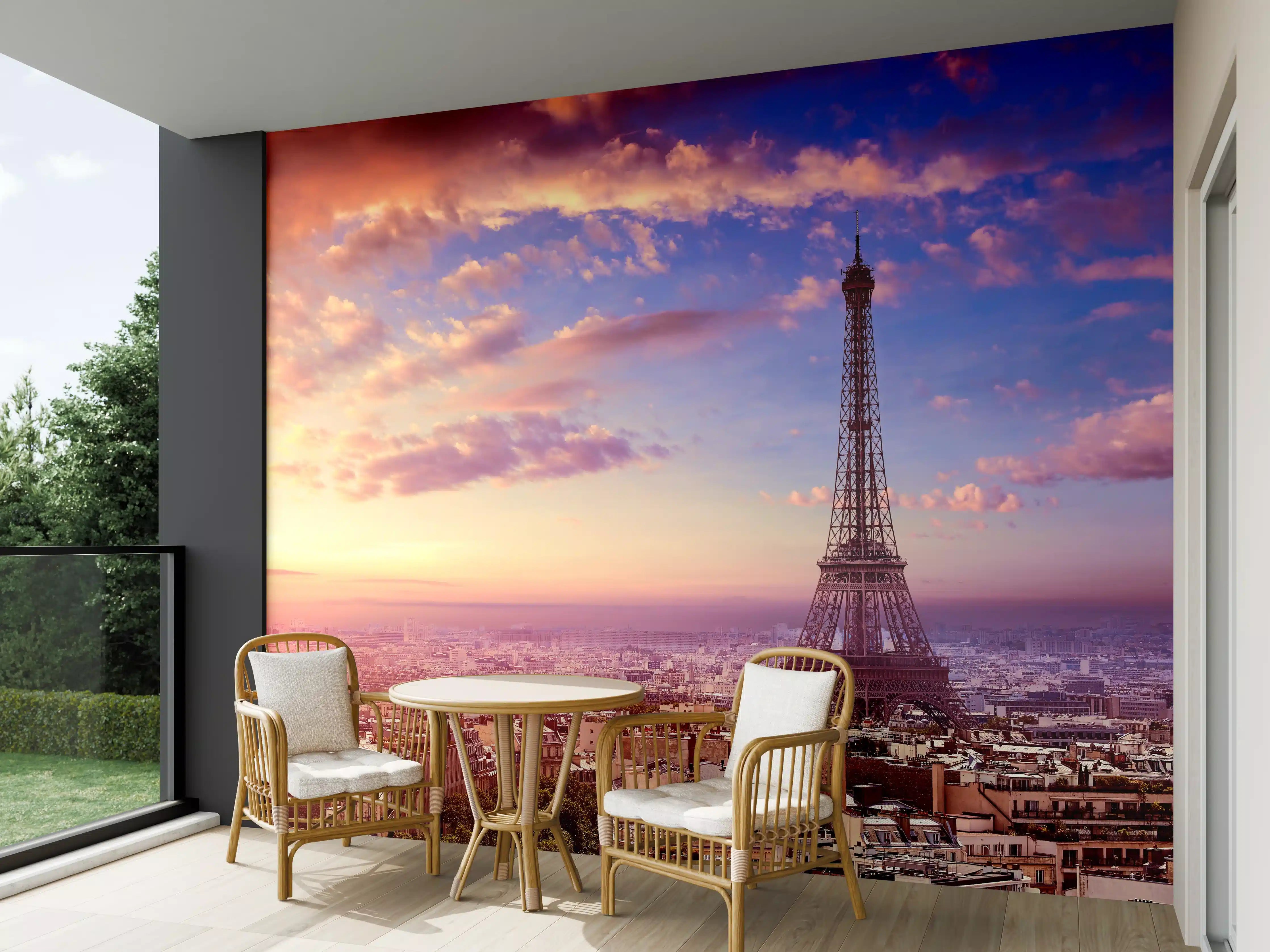 Wandverkleidung außen - Eiffelturm im goldenen Abendlicht