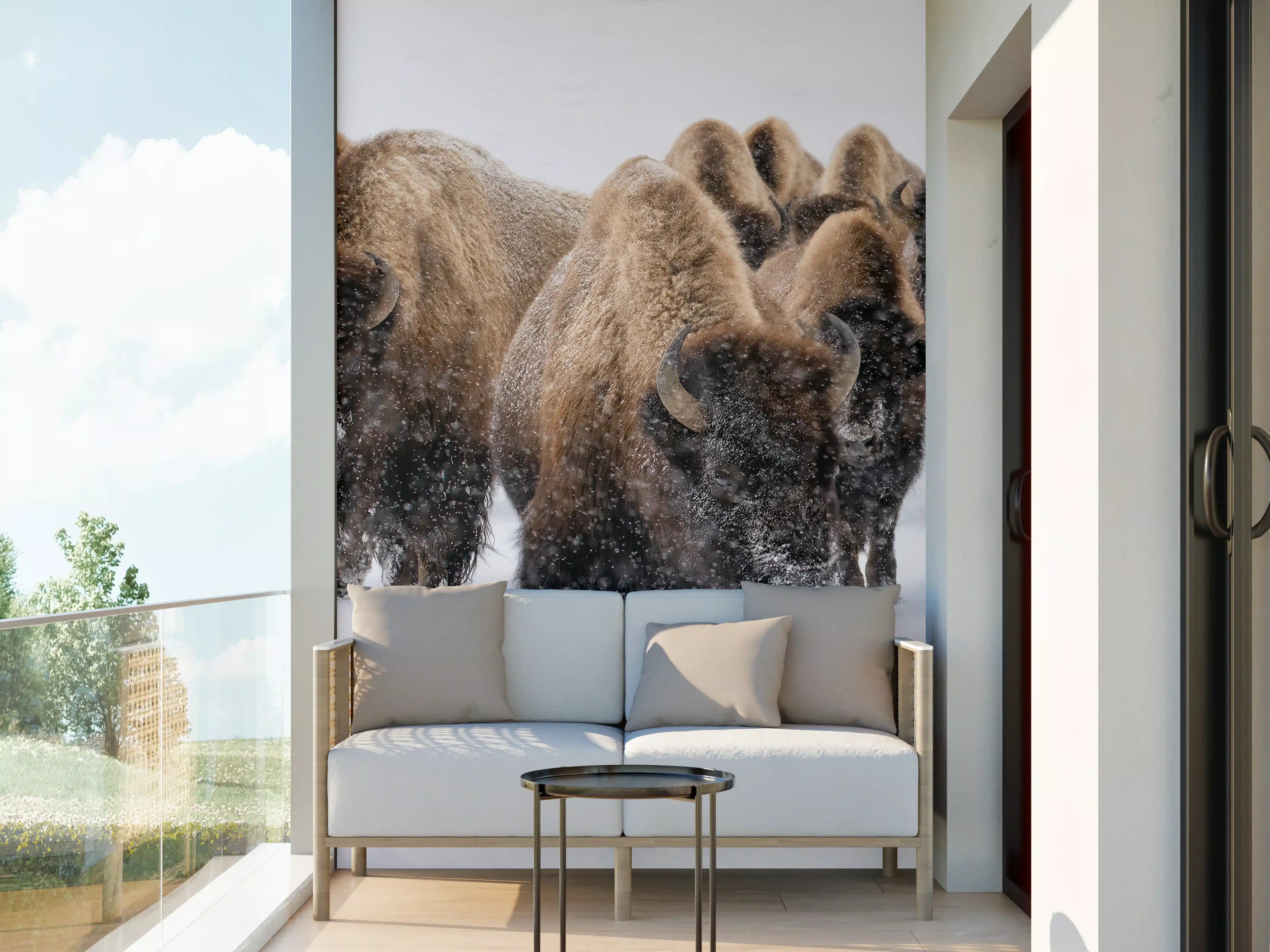 Wandverkleidung außen - Eine Bison Herde