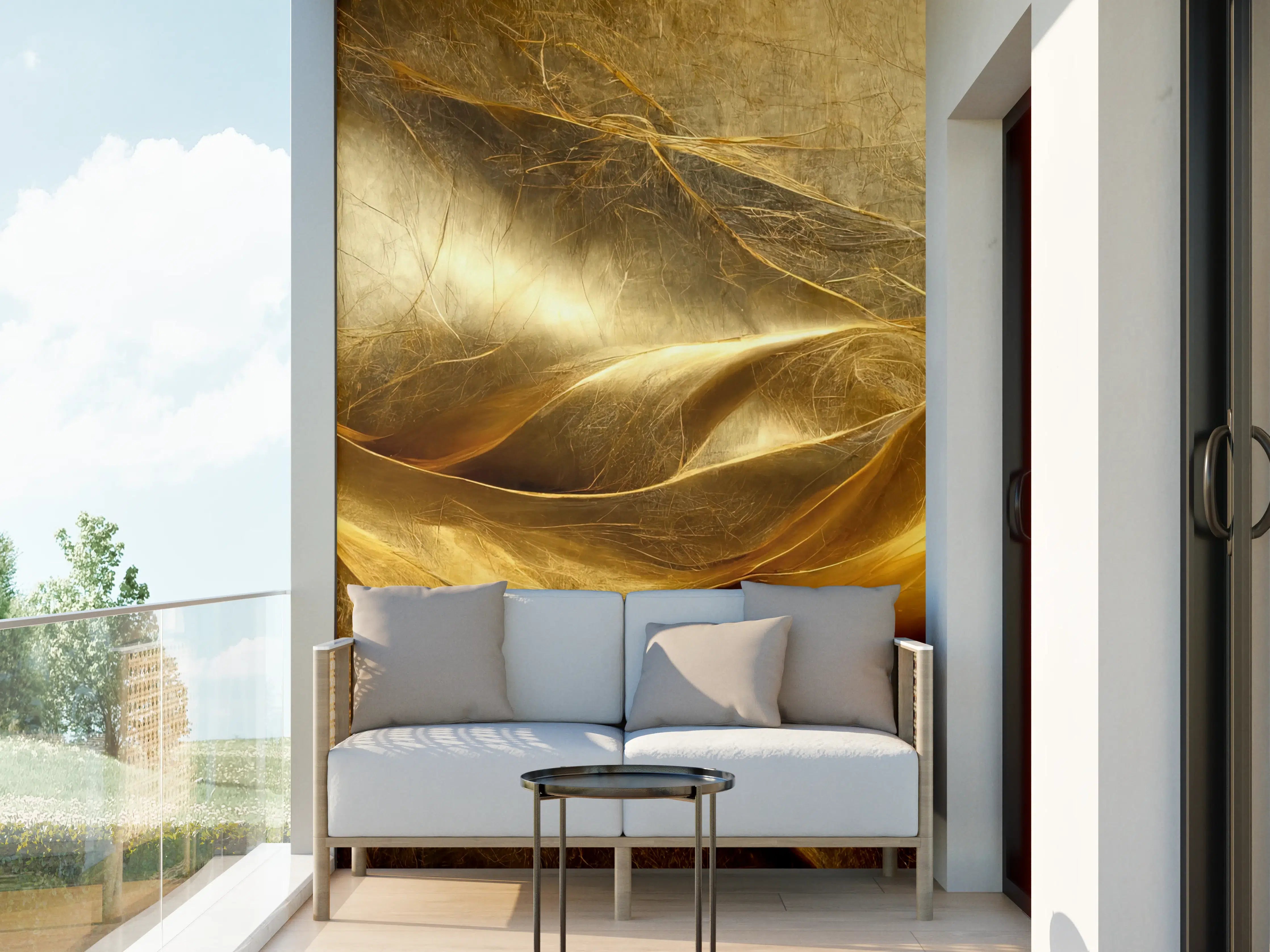Wandverkleidung außen - Elegant Goldene Seidenstoffe mit strukturierter Oberfläche