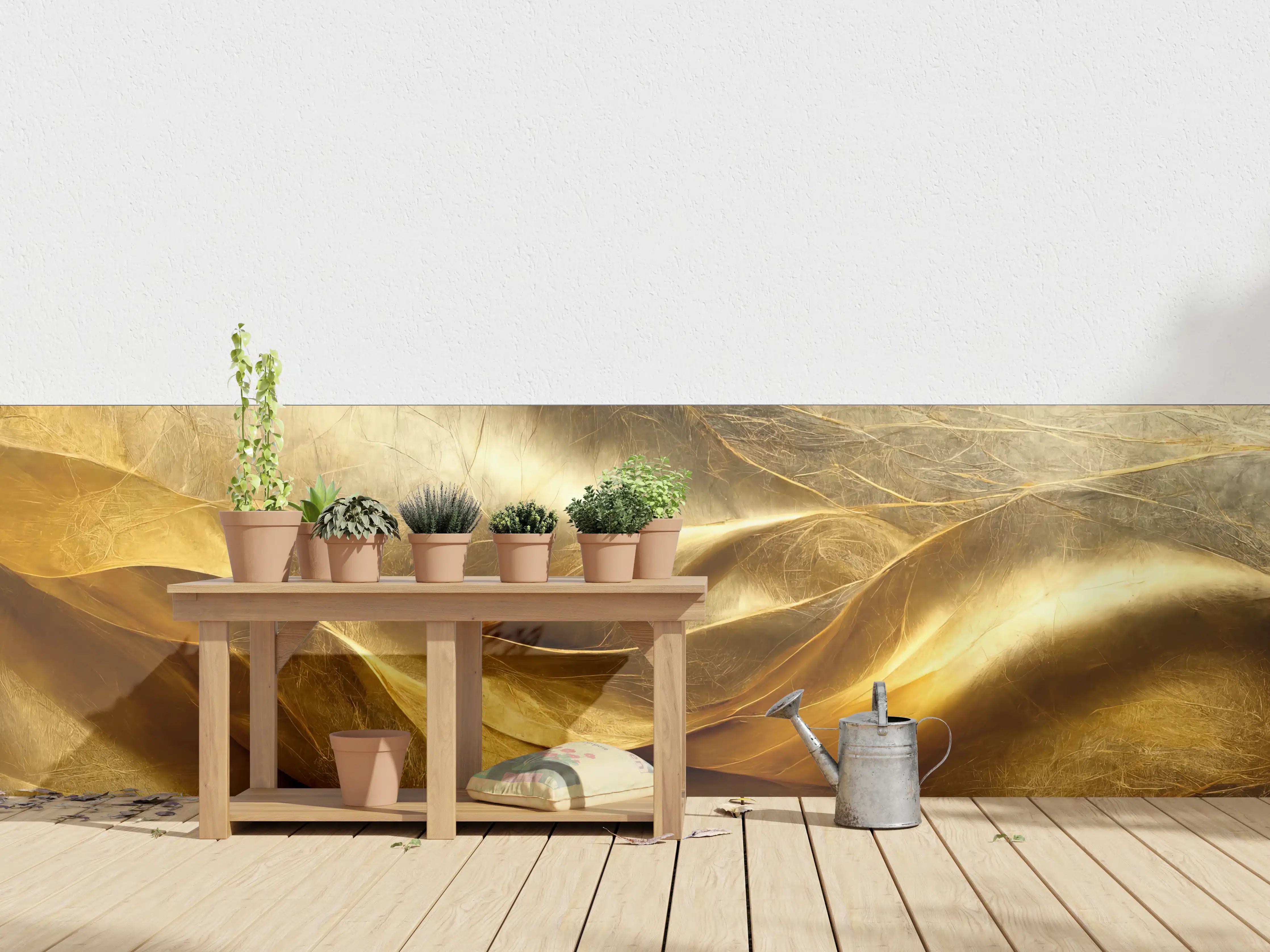Wandverkleidung außen - Elegant Goldene Seidenstoffe mit strukturierter Oberfläche