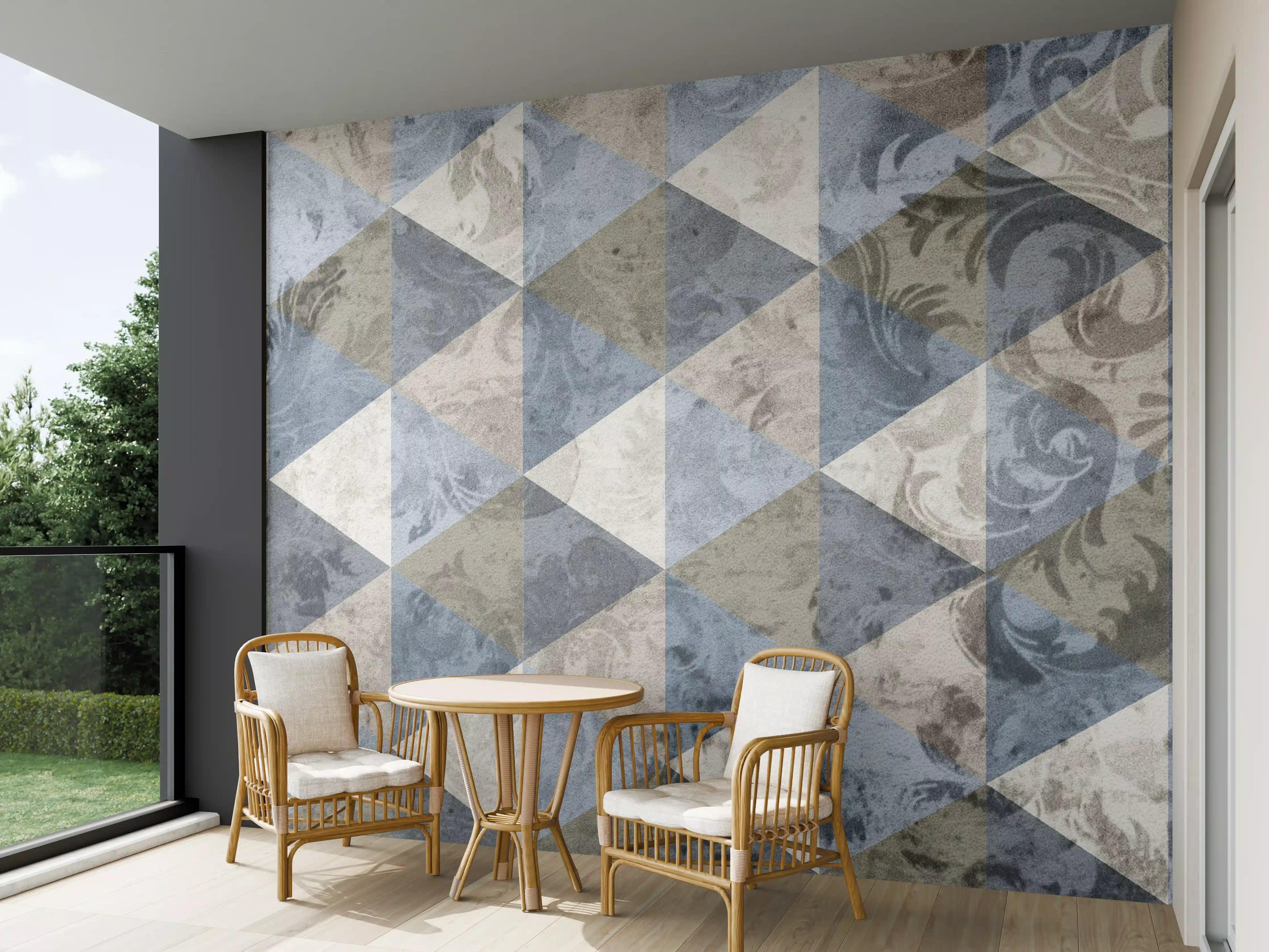 Wandverkleidung außen - Elegante Geometrische Muster in Blau-Grau