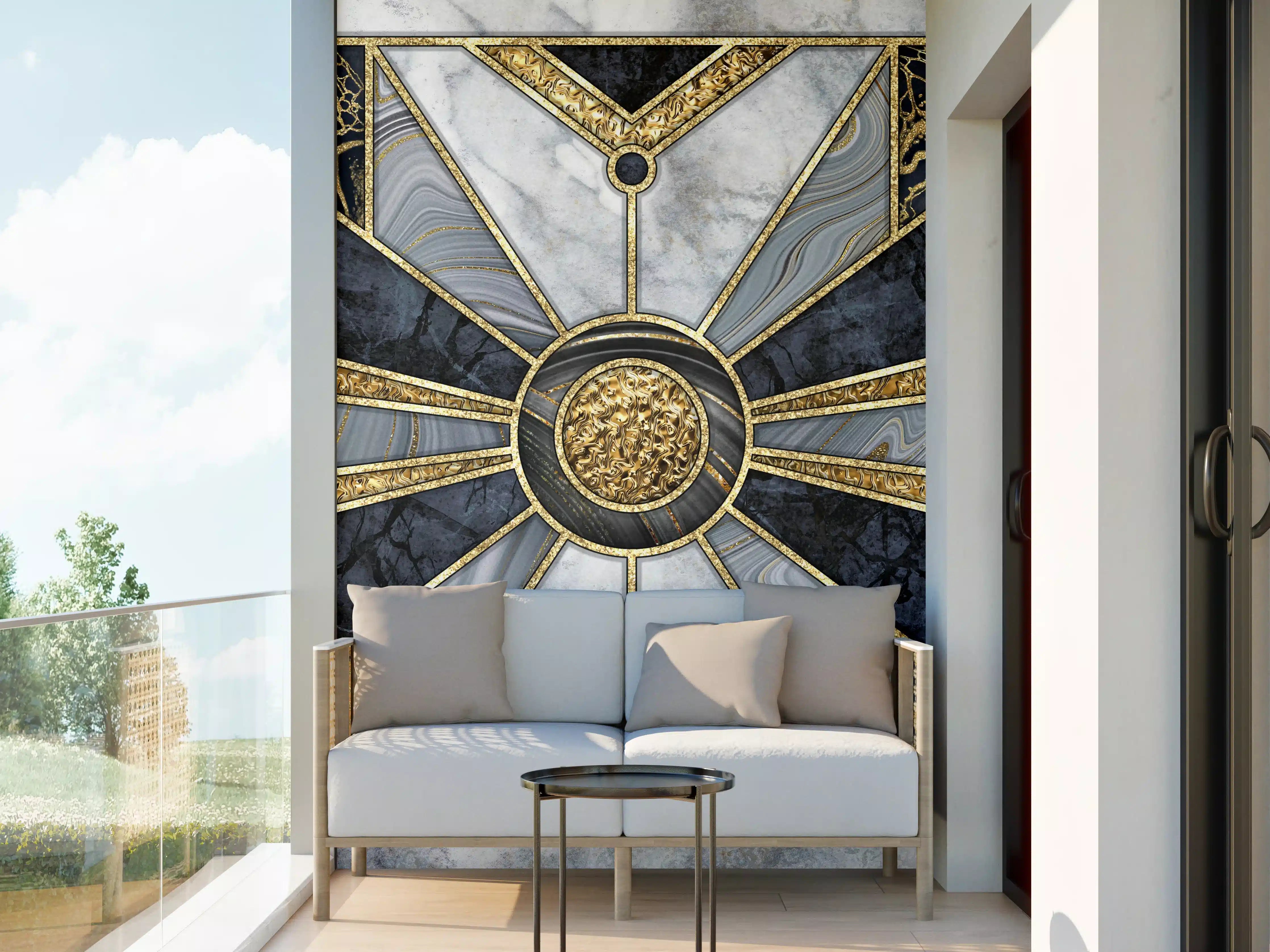 Wandverkleidung außen - Elegante Marmor- und Gold-Musterwandgestaltung