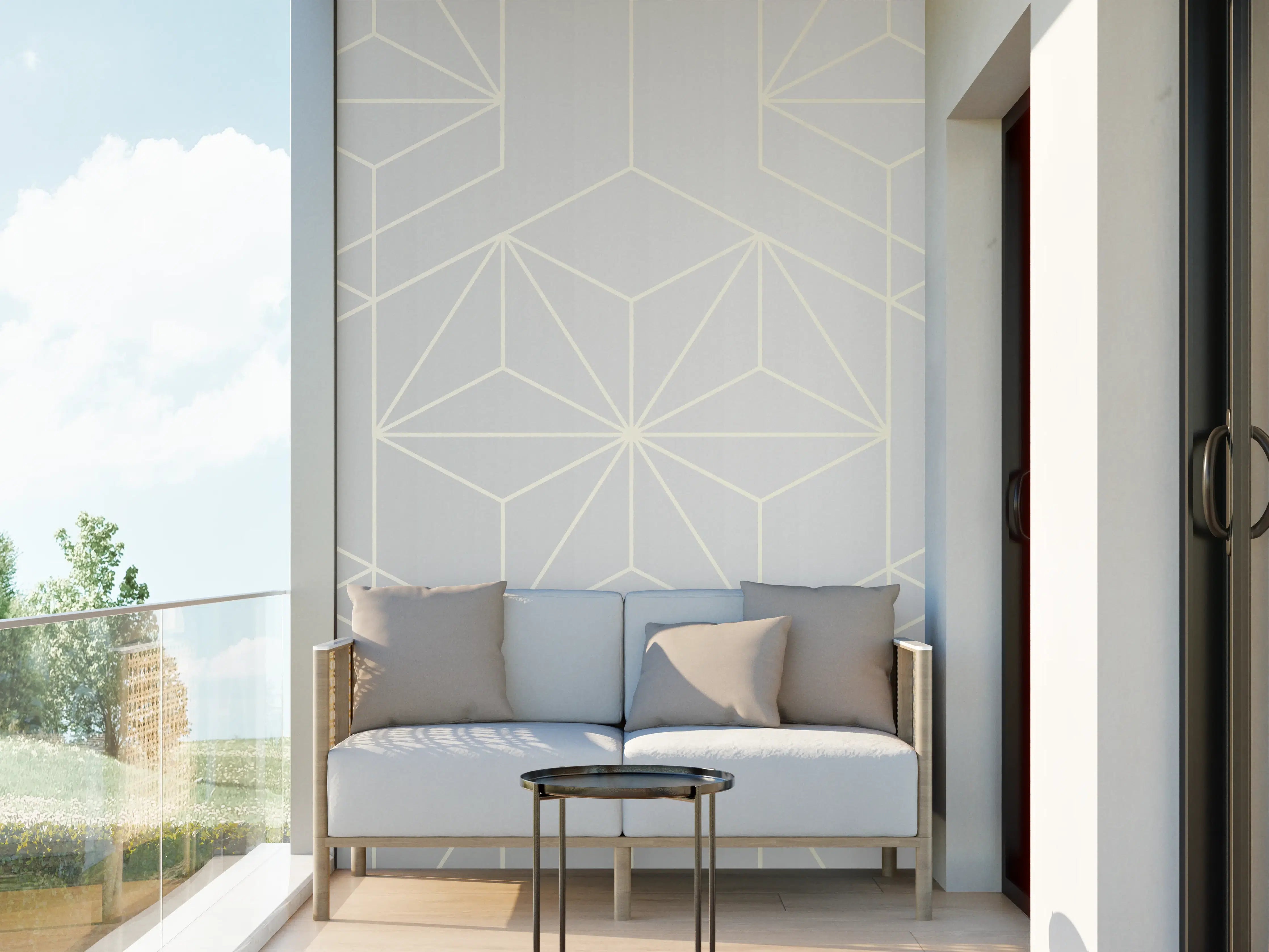 Wandverkleidung außen - Elegante Weiß-Grau-Geometrie