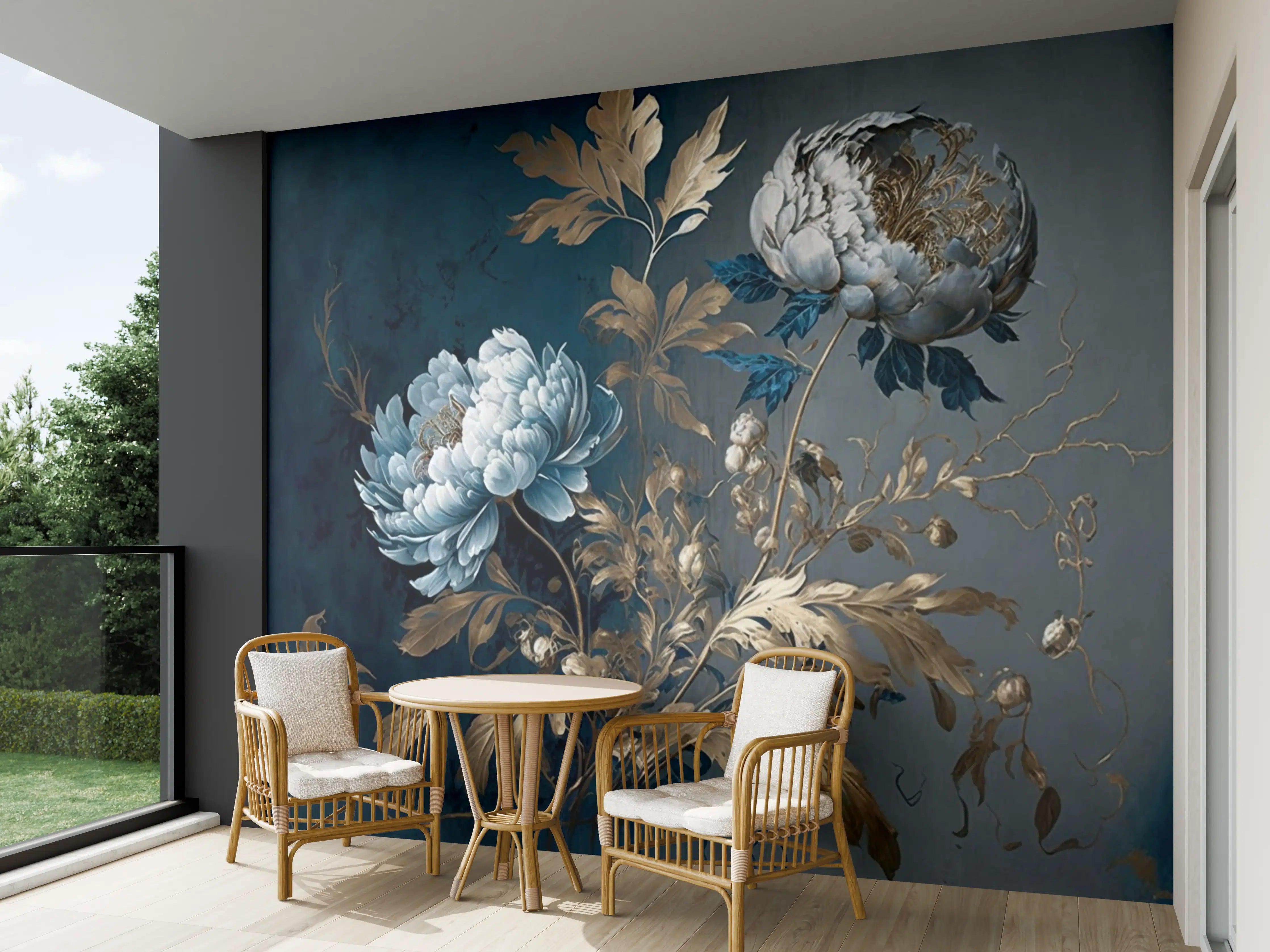 Wandverkleidung außen - Elegante blumenreiche Wanddekoration