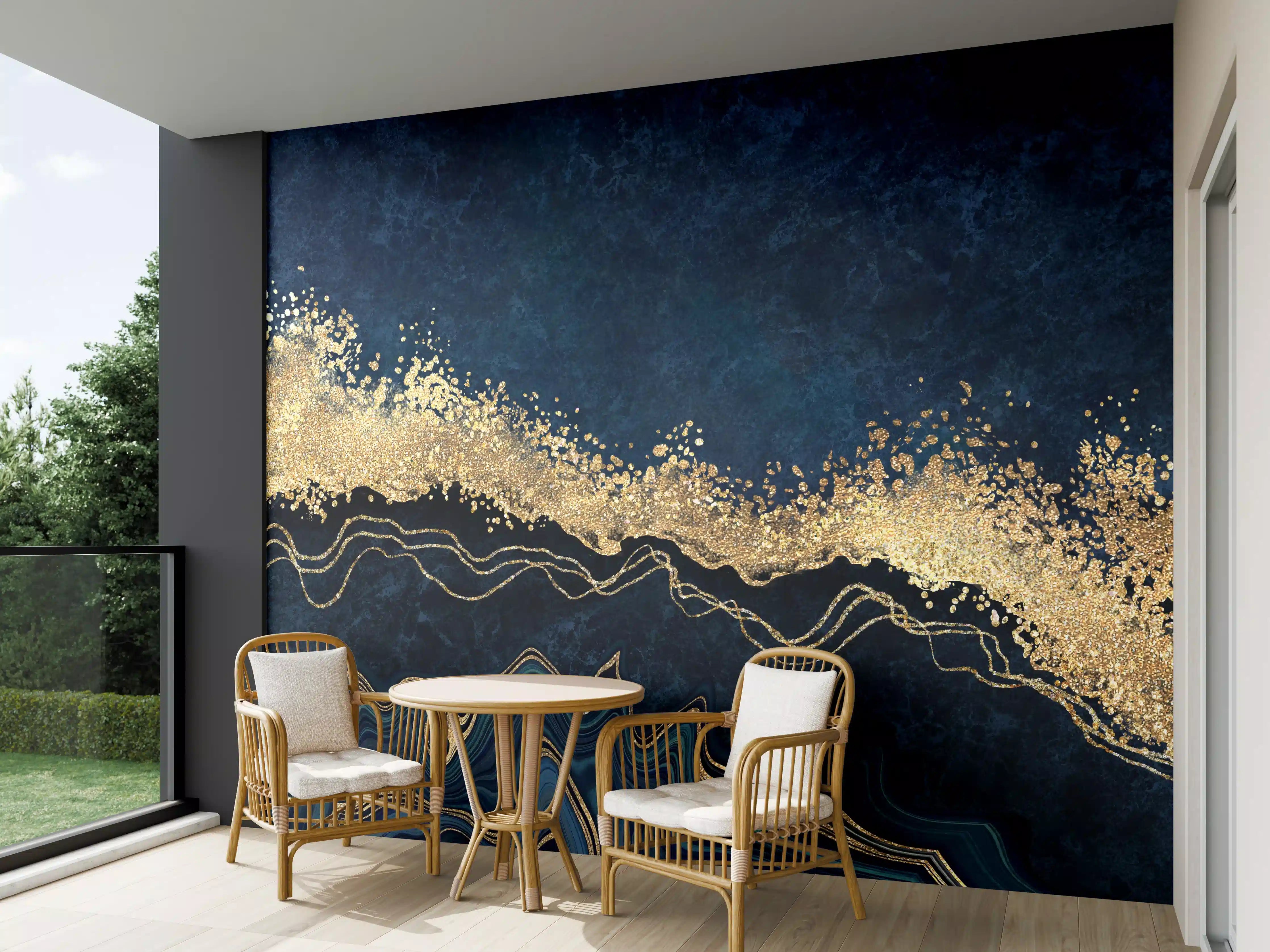 Wandverkleidung außen - Elegante schwarze und goldene Musterung