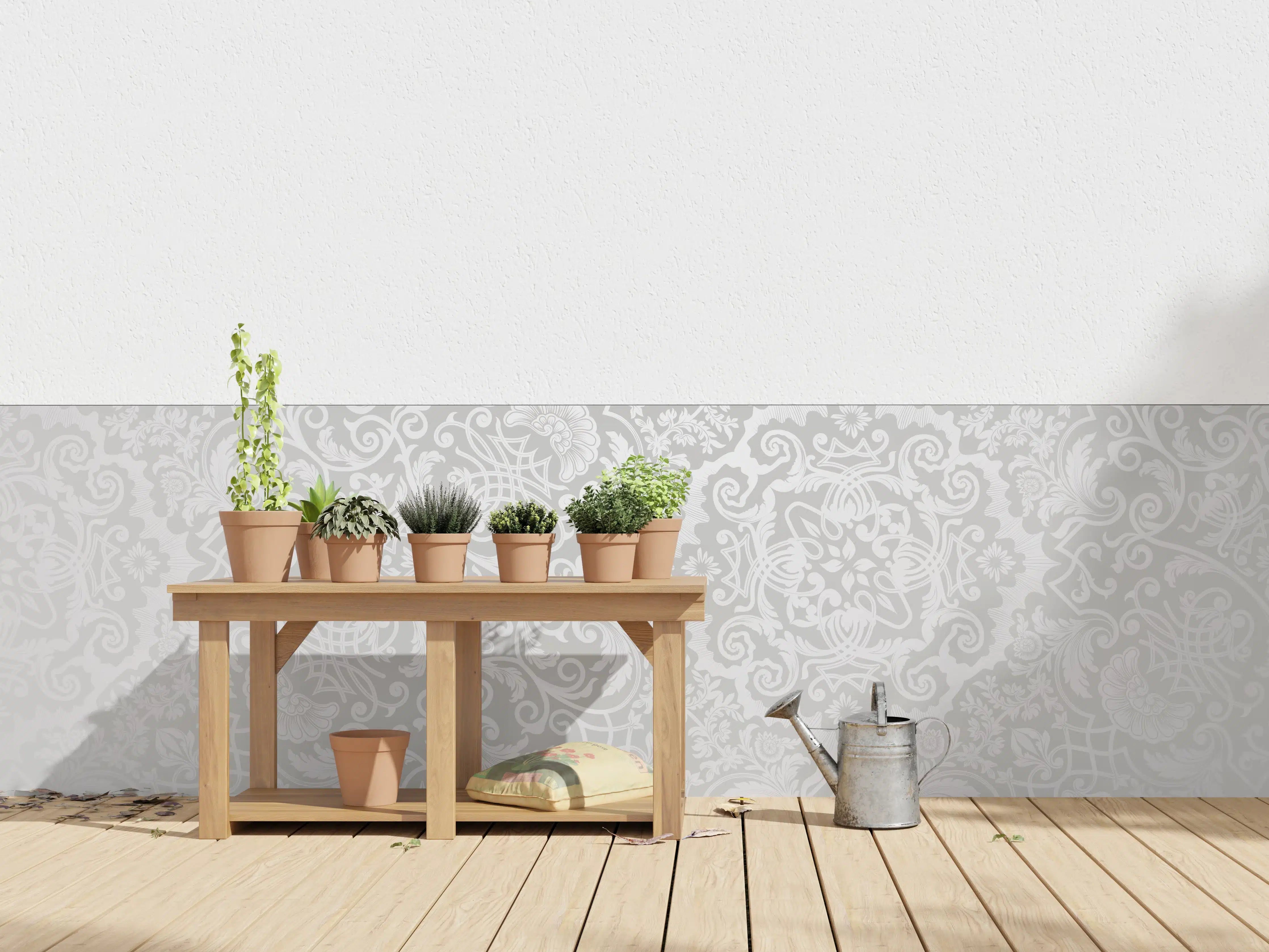 Wandverkleidung außen - Elegante weiß-graue Tapetenstruktur
