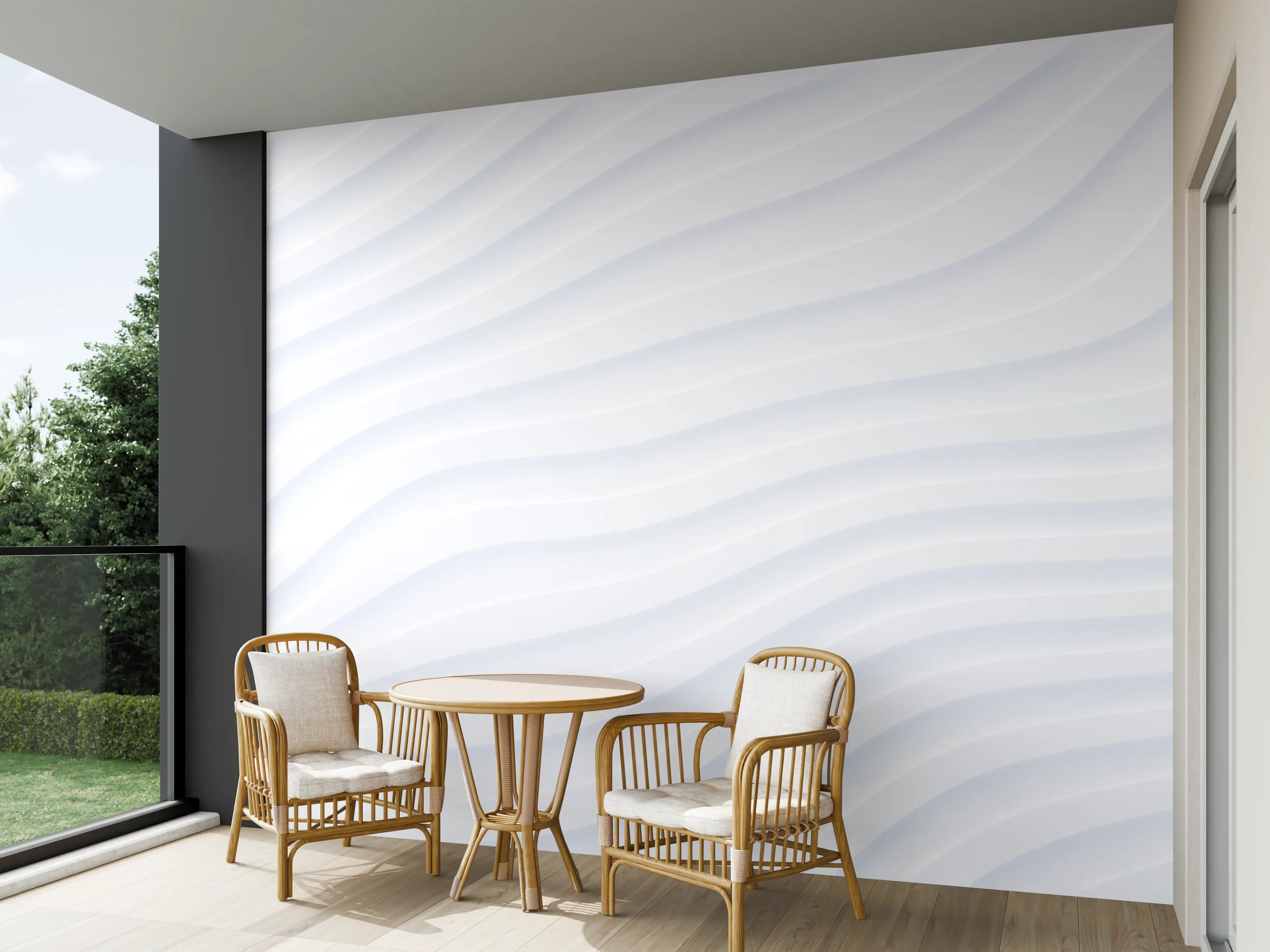 Wandverkleidung außen - Elegante weiße Struktur mit sanften Linien