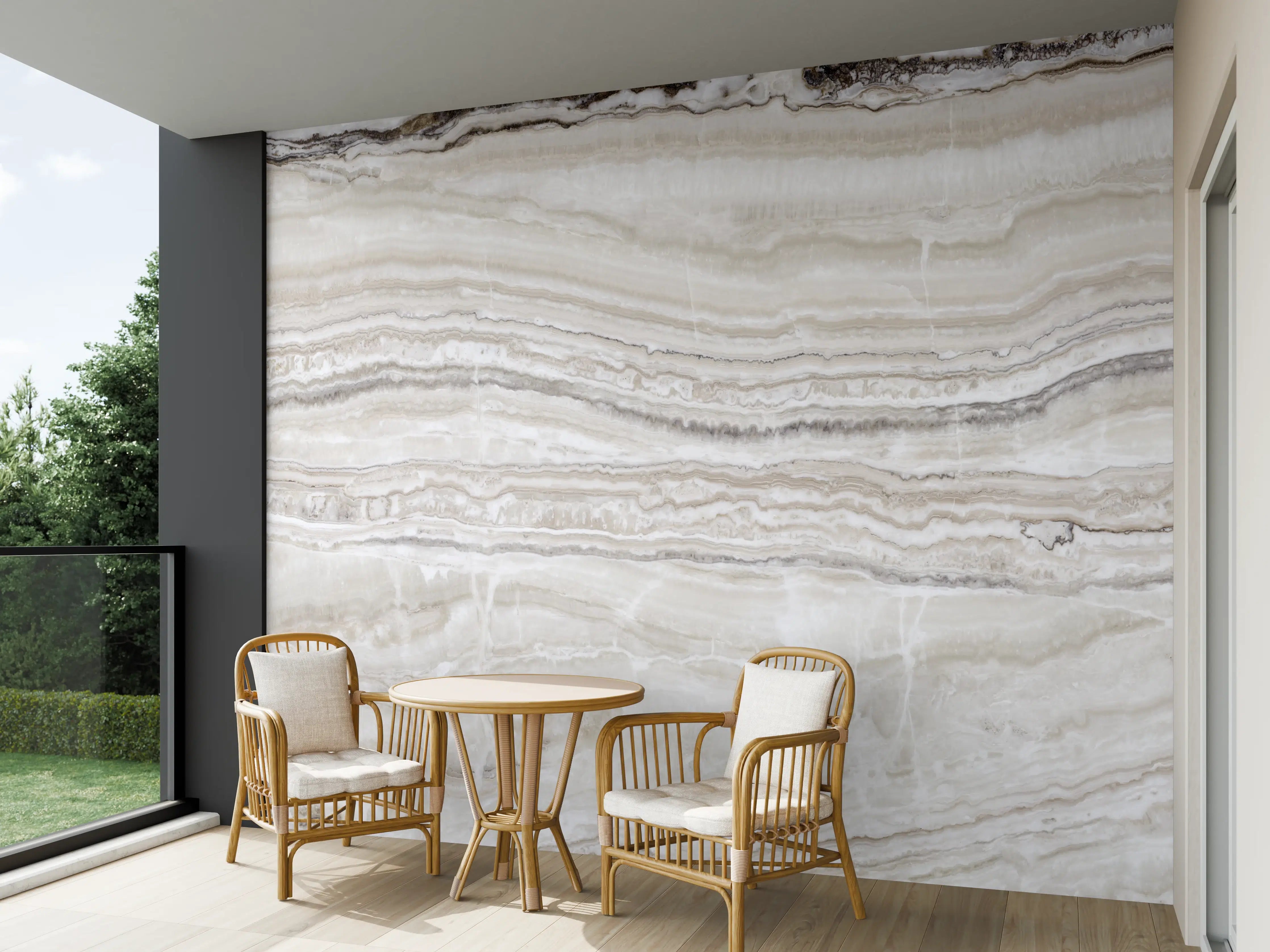 Wandverkleidung außen - Eleganter Grau-Weiß-Marmor