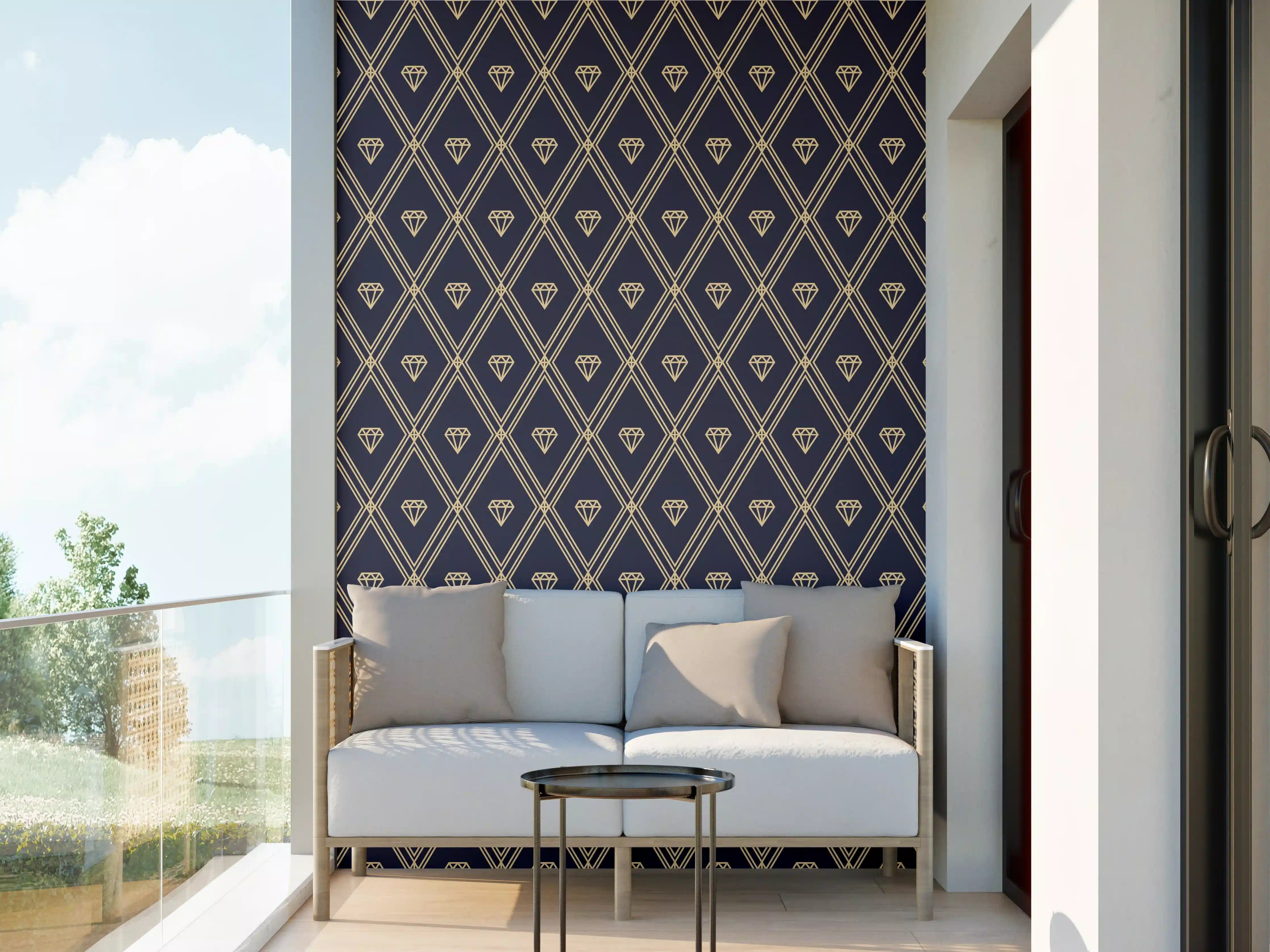 Wandverkleidung außen - Elegantes Dunkelblau Diagonalmuster