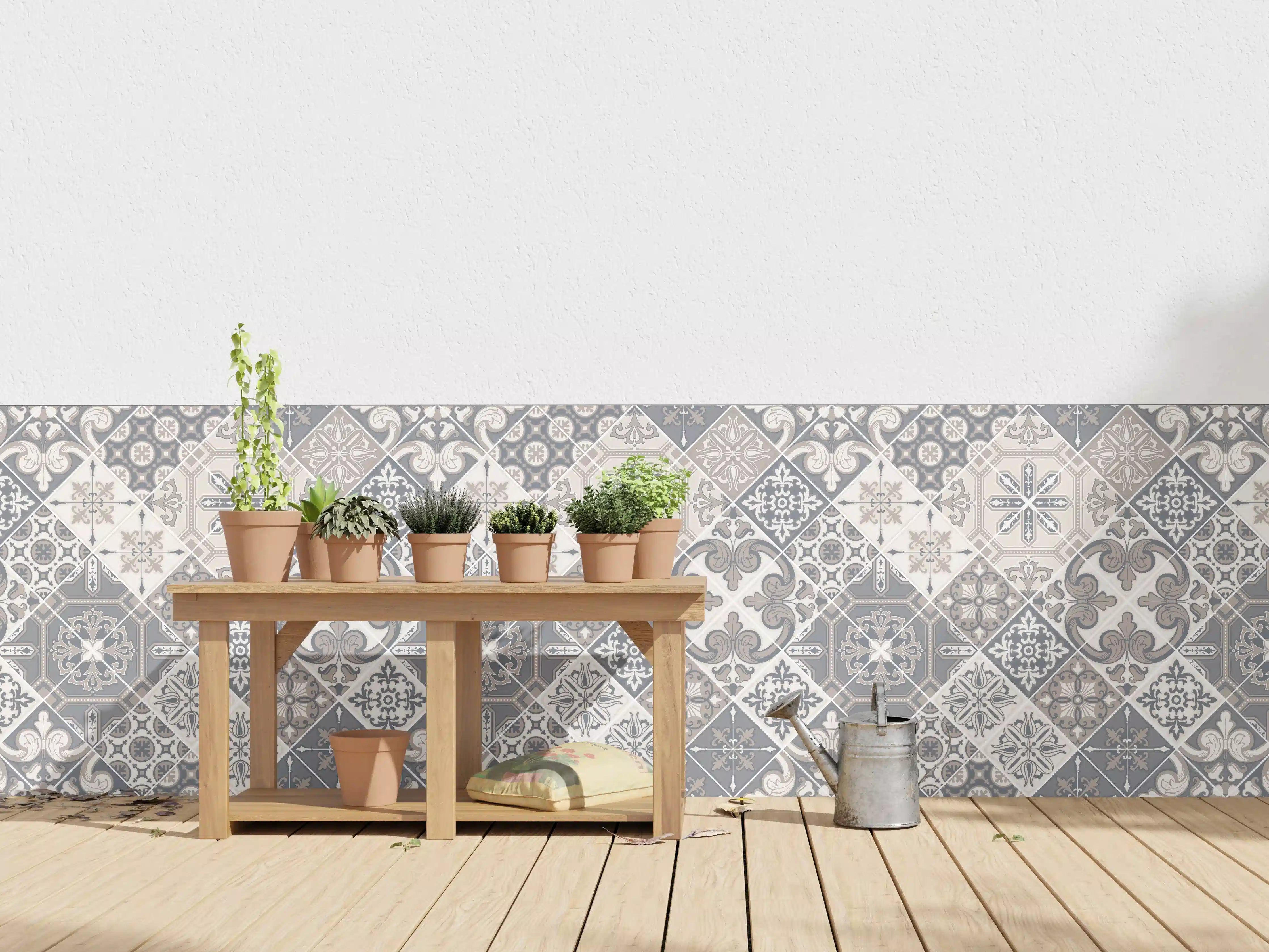 Wandverkleidung außen - Elegantes Grau-Weiß Mosaikmuster