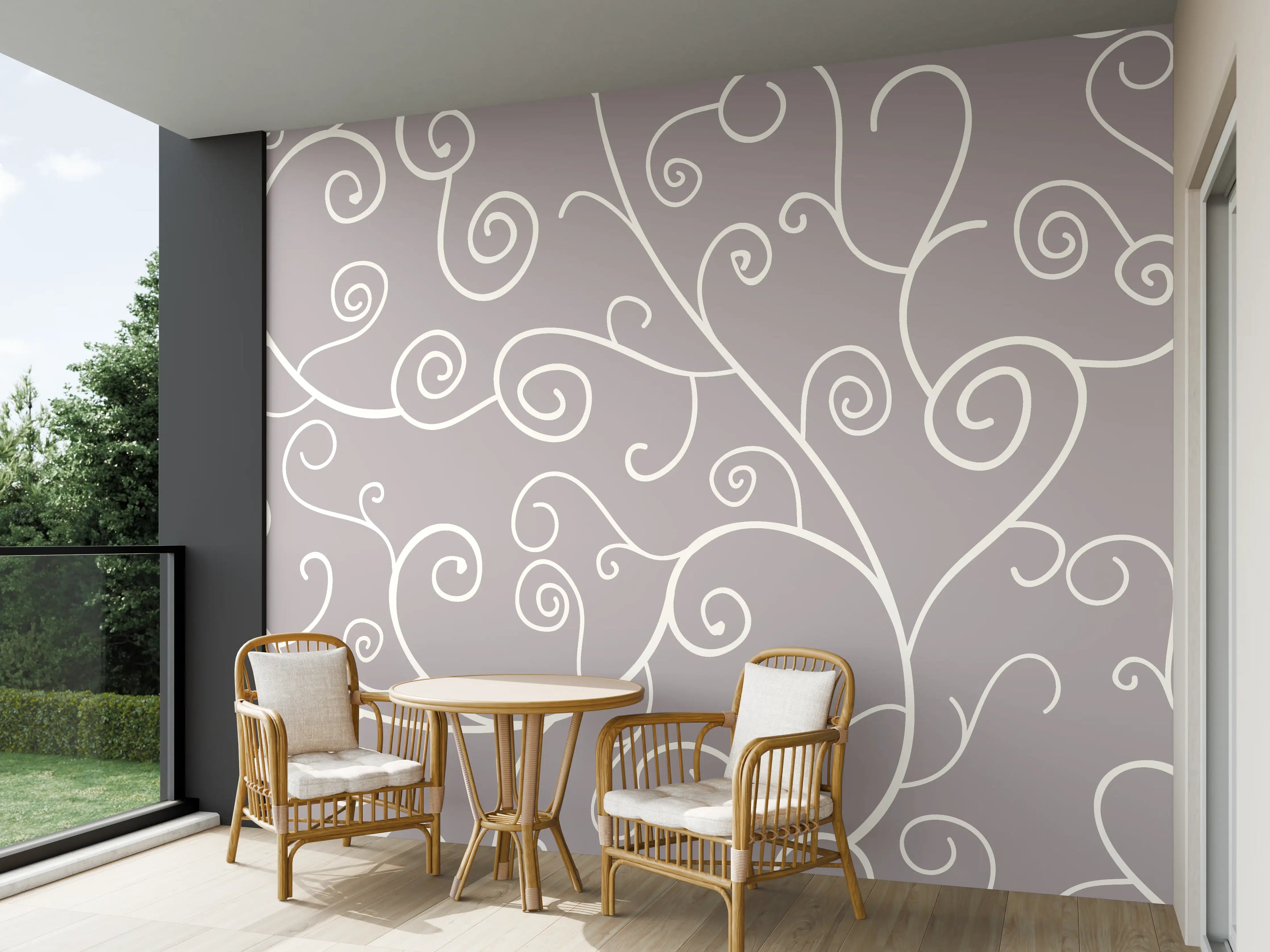 Wandverkleidung außen - Elegantes Grau-Weiß Swirl Muster