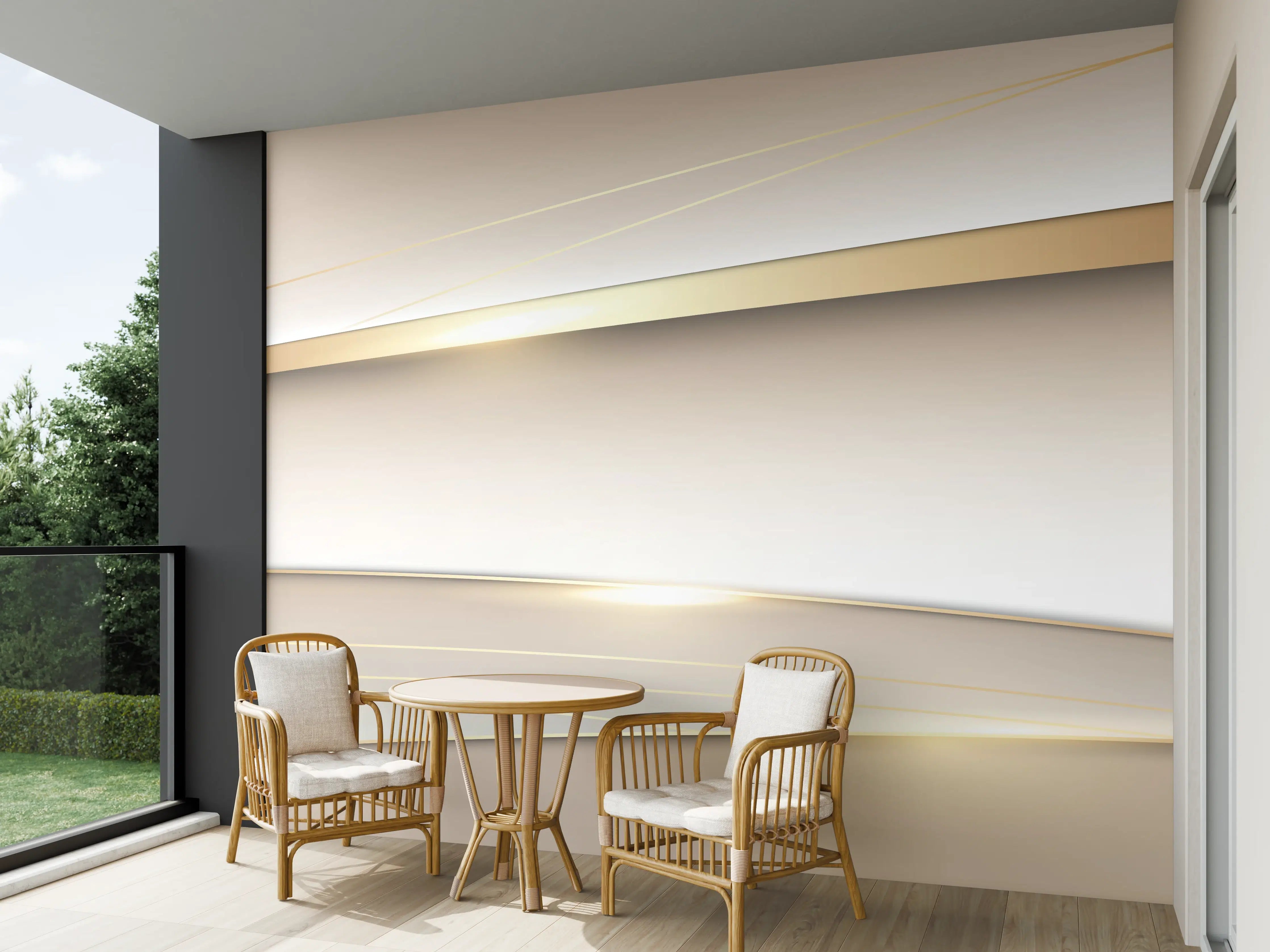 Wandverkleidung außen - Elegantes Weiß Gold Design