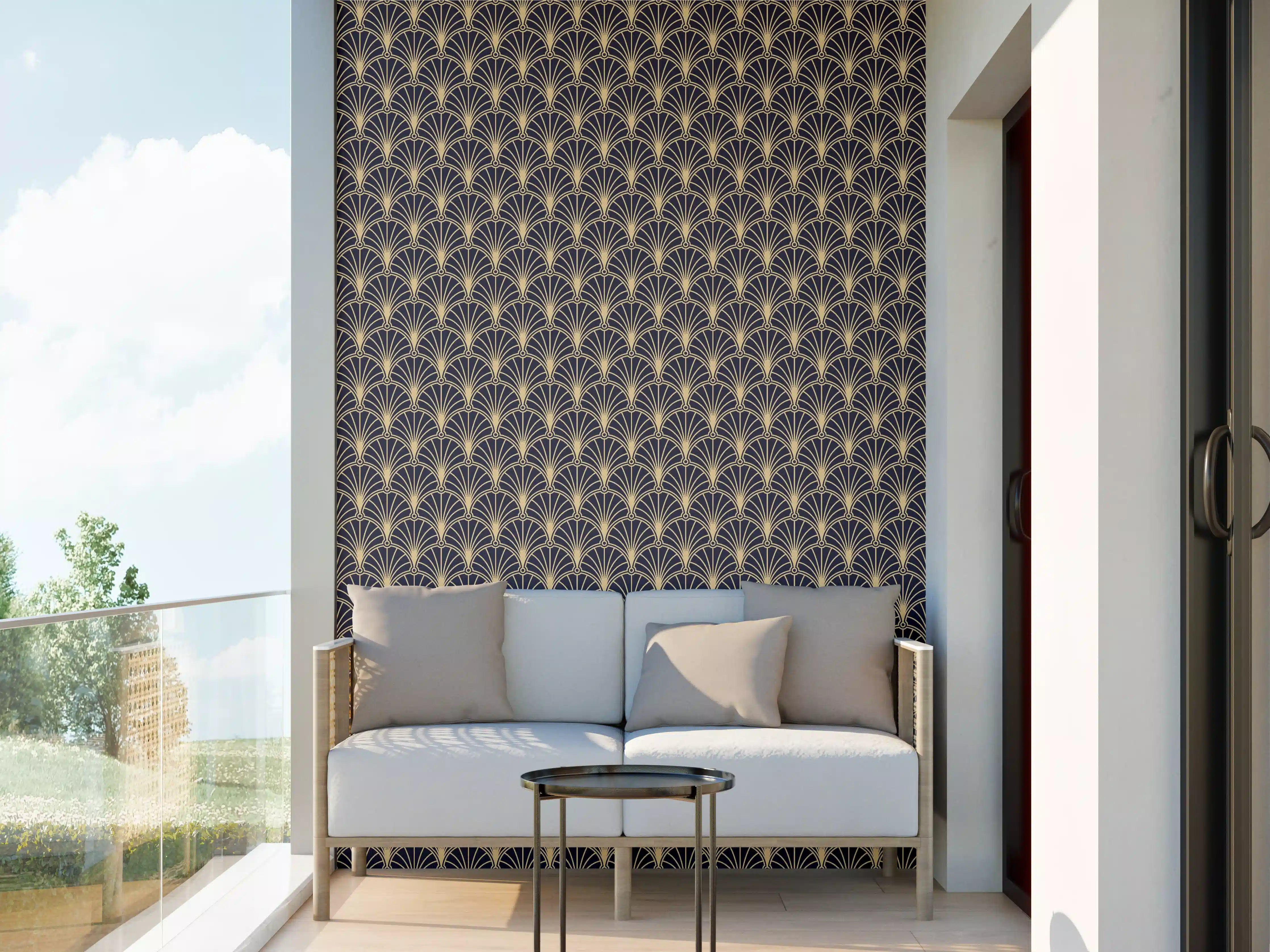 Wandverkleidung außen - Elegantes, goldenes Ornamentmuster mit dunklem Hintergrund