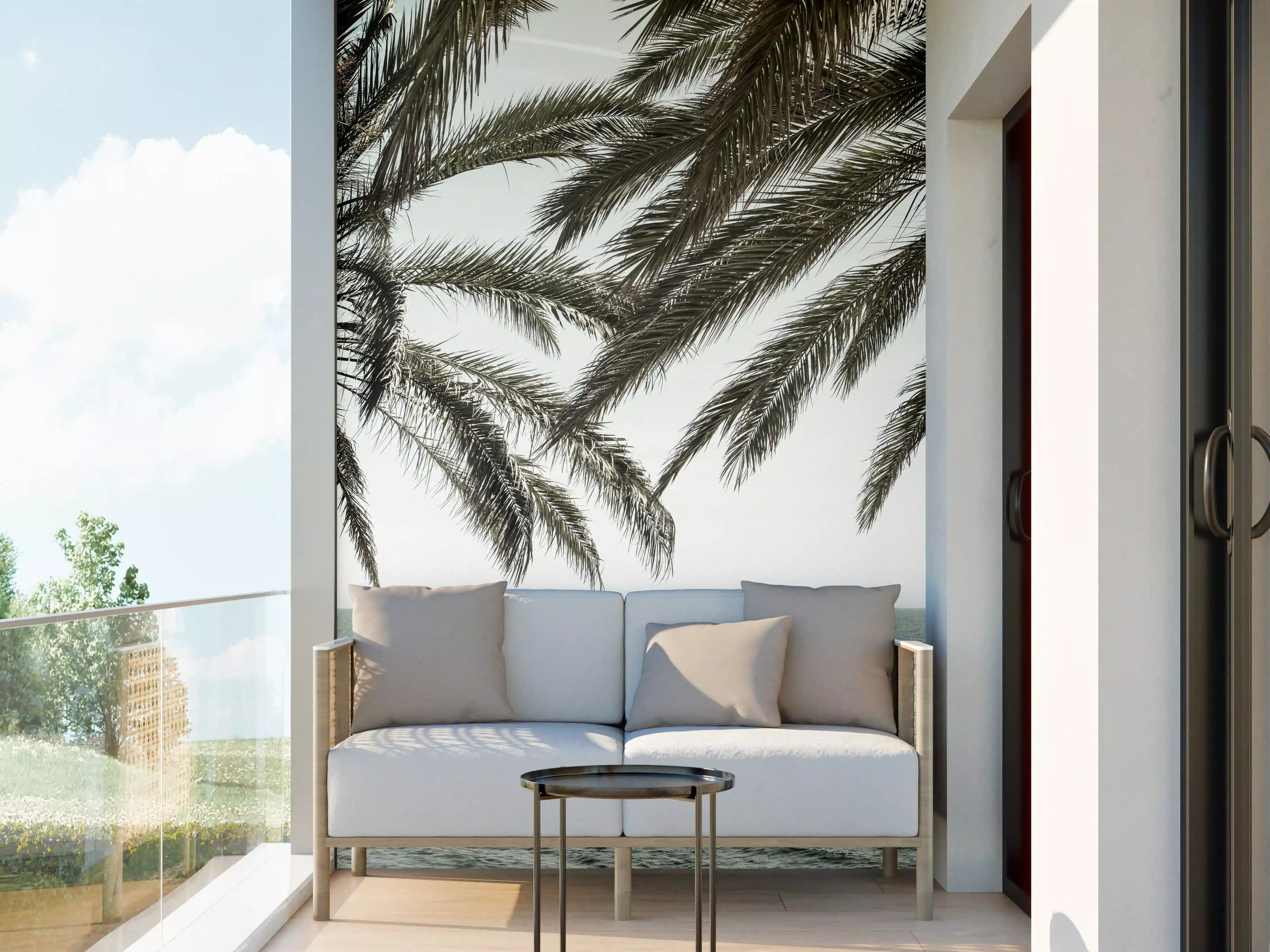 Wandverkleidung außen - Entspannter Blick auf das Meer mit Palmen