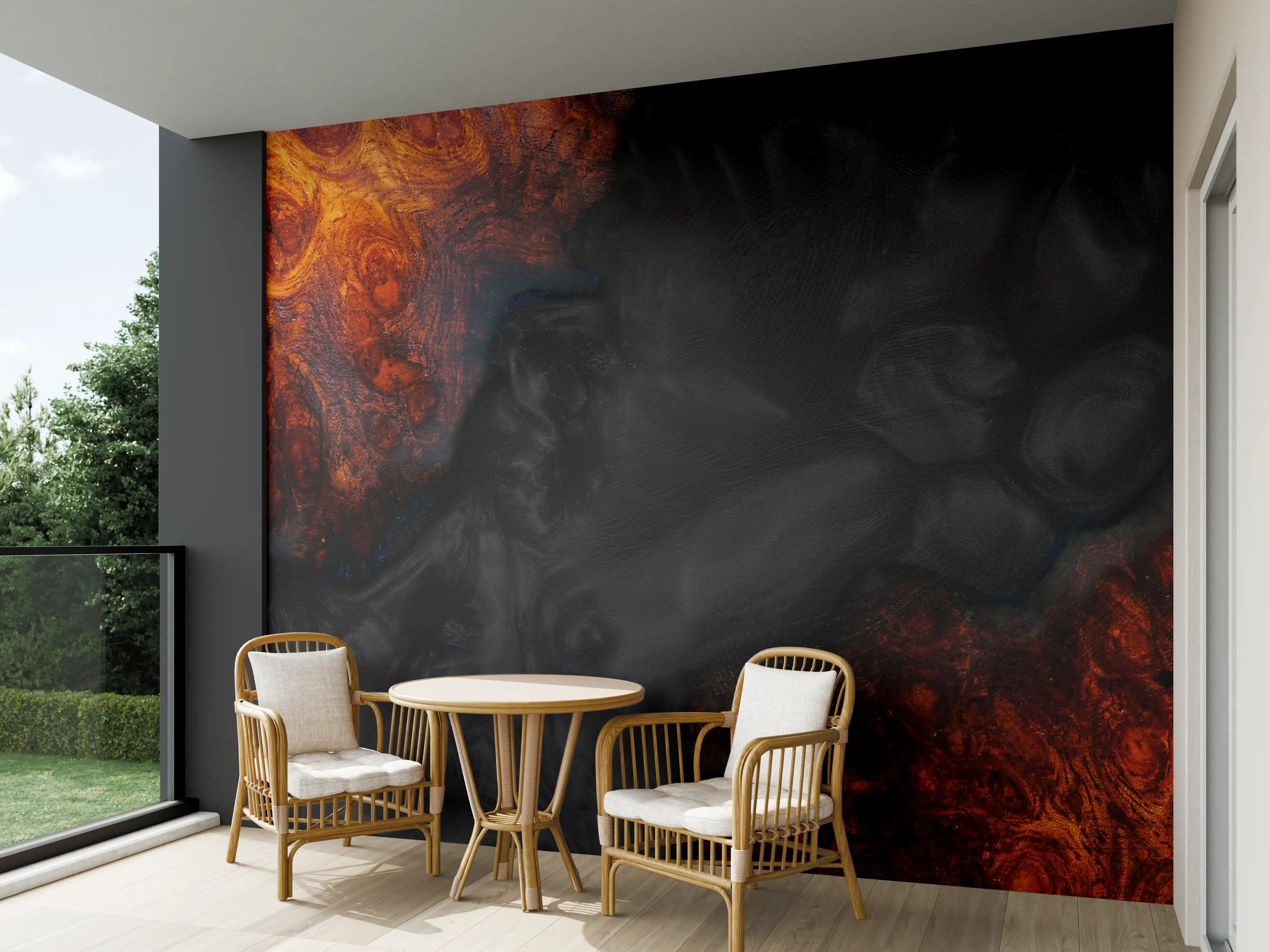 Wandverkleidung außen - Epoxidharz Maserholz Struktur