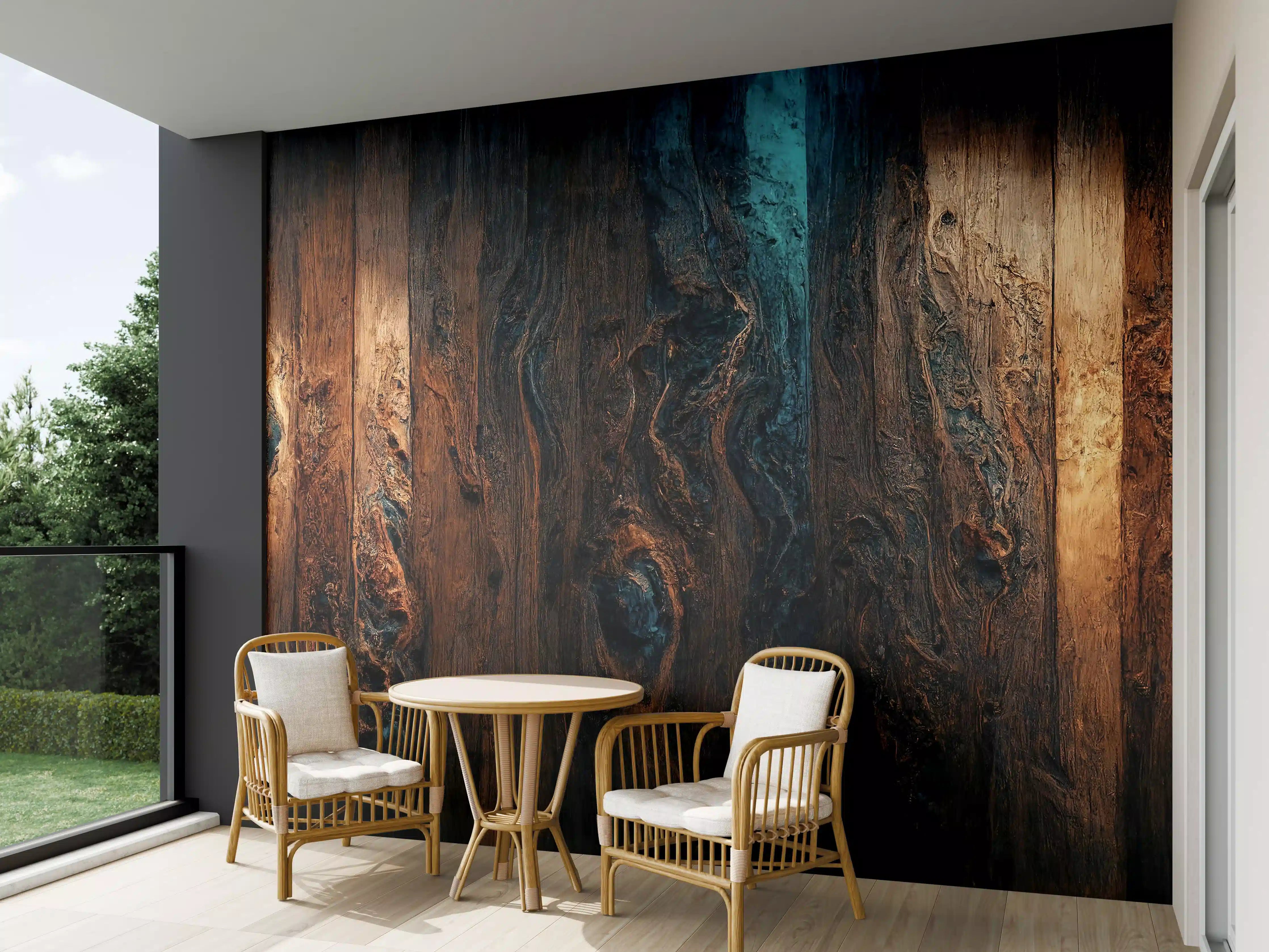 Wandverkleidung außen - Epoxy-Holztisch mit Blaueffekt