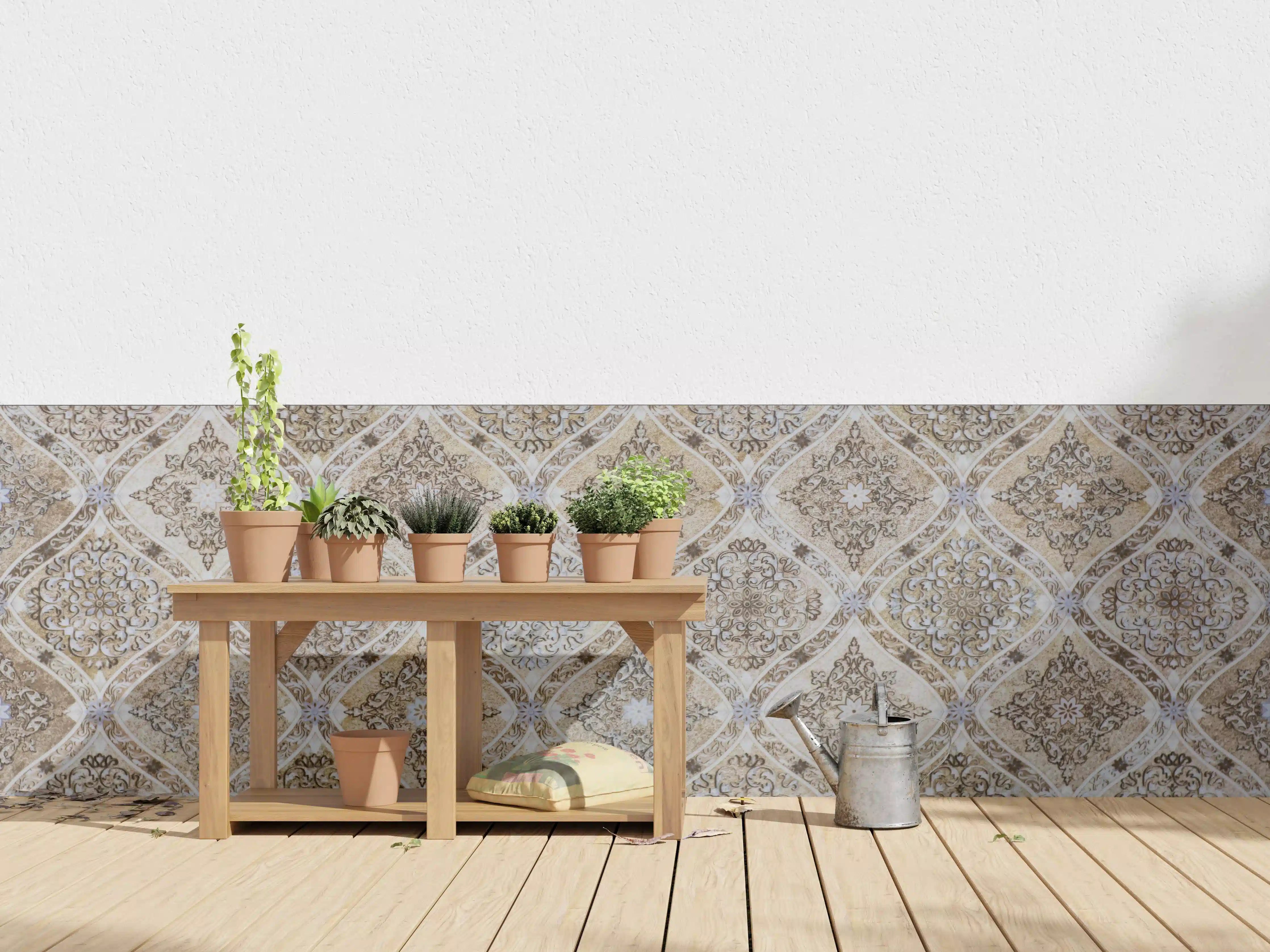 Wandverkleidung außen - Erdige Fliesenmuster in Grautönen